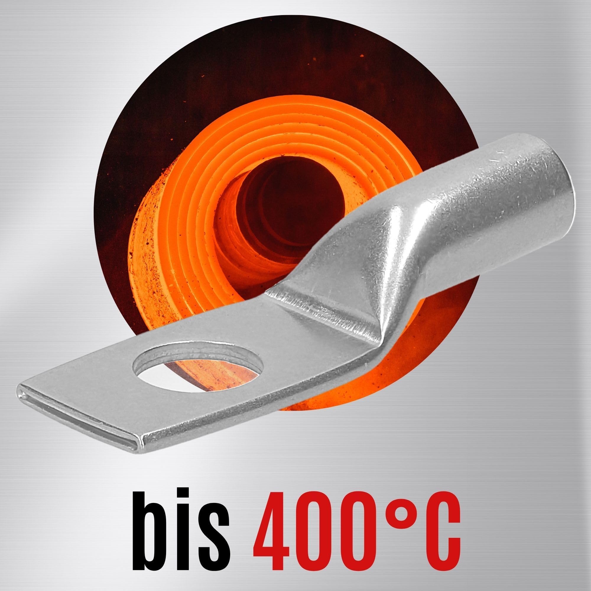 Kalitec ER3-8 Lot de 10 Cosses Tubulaires Inox V4A 16 mm² - Connecteur M8 | Cosses de câble non isolées pour installations électriques, solaires et automobiles - Résistantes à la corrosion