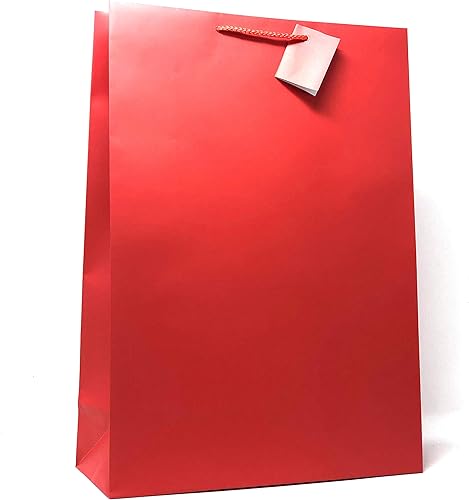 Allgala Paquete de 12 bolsas de regalo de papel de color sólido de primera calidad (17 pulgadas XL-rojo-GP50053)