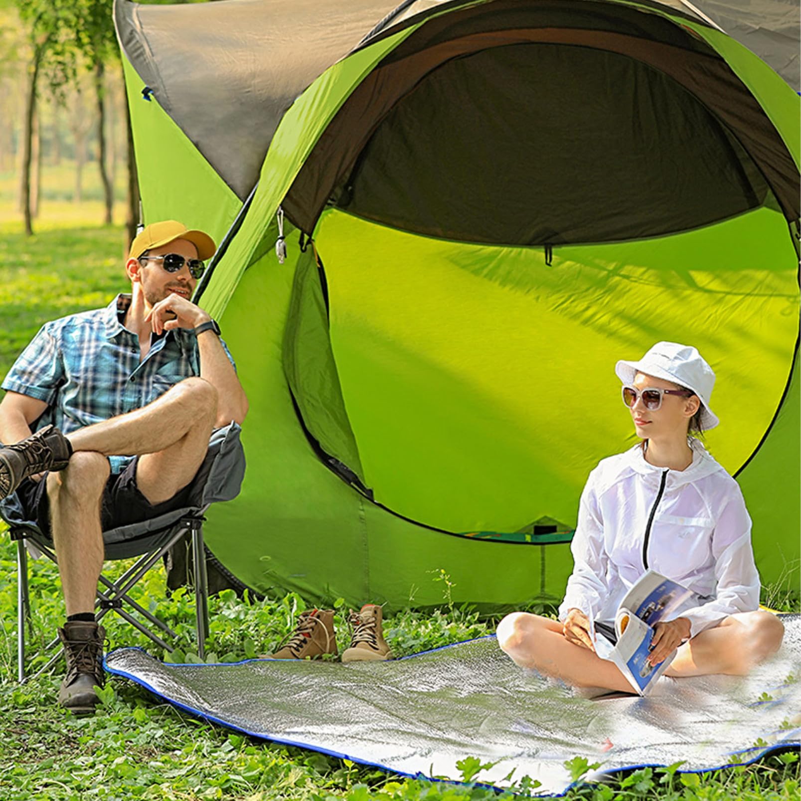 Esterilla de Camping de Aluminio y EVA Plegable, Plata, 1