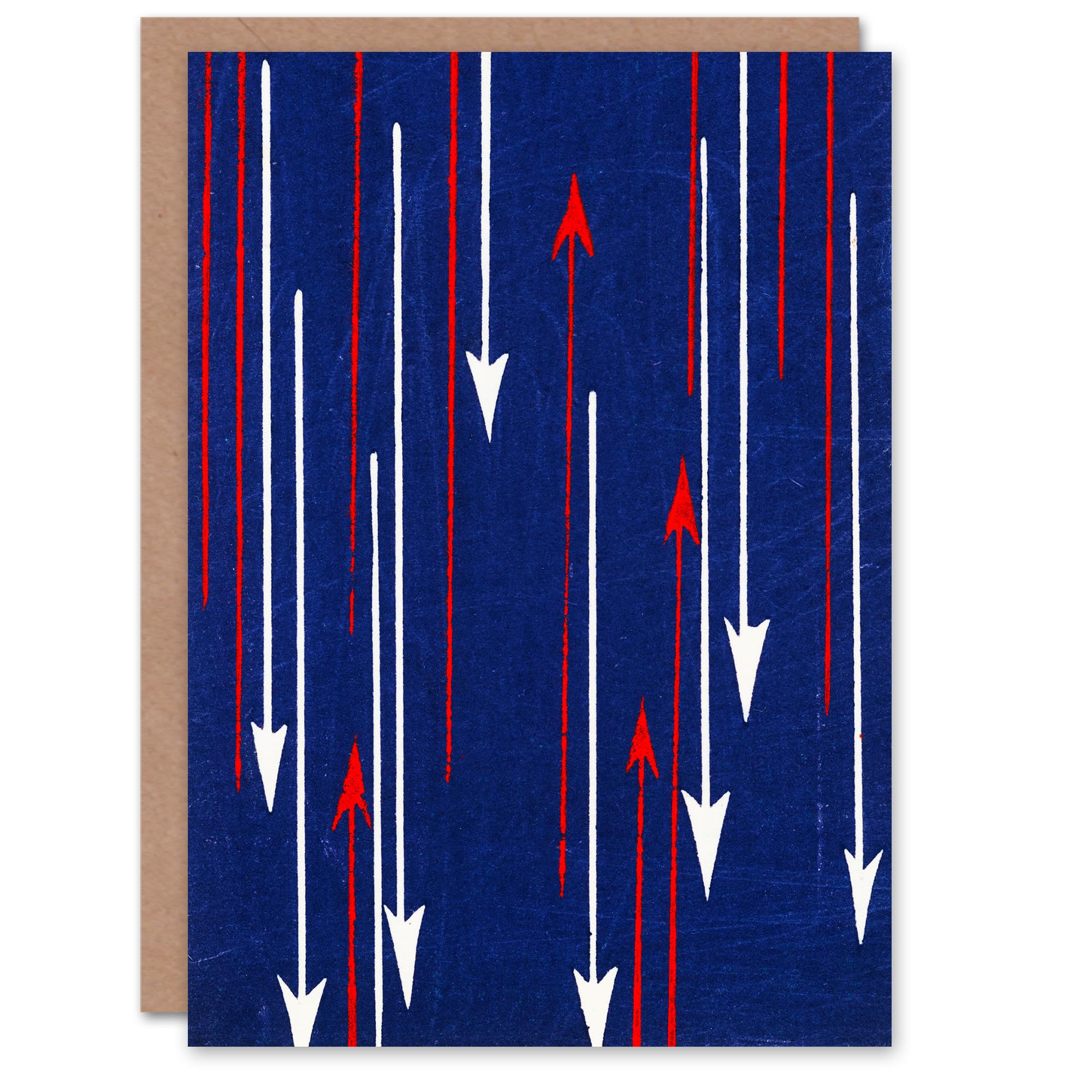 Furuya Korin Japanese Art Card Red Blue Arrows Textile Pattern