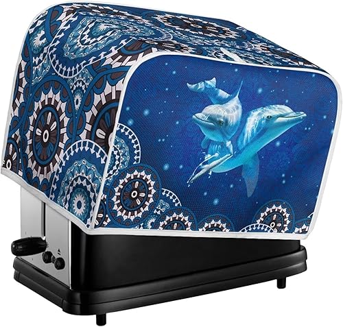 Miniatura 6 de Aztec Blue Dolphins - Cubierta para tostadora de 4 rebanadas para mujer, estilo tribal polinesio, cubierta de electrodomésticos de cocina,