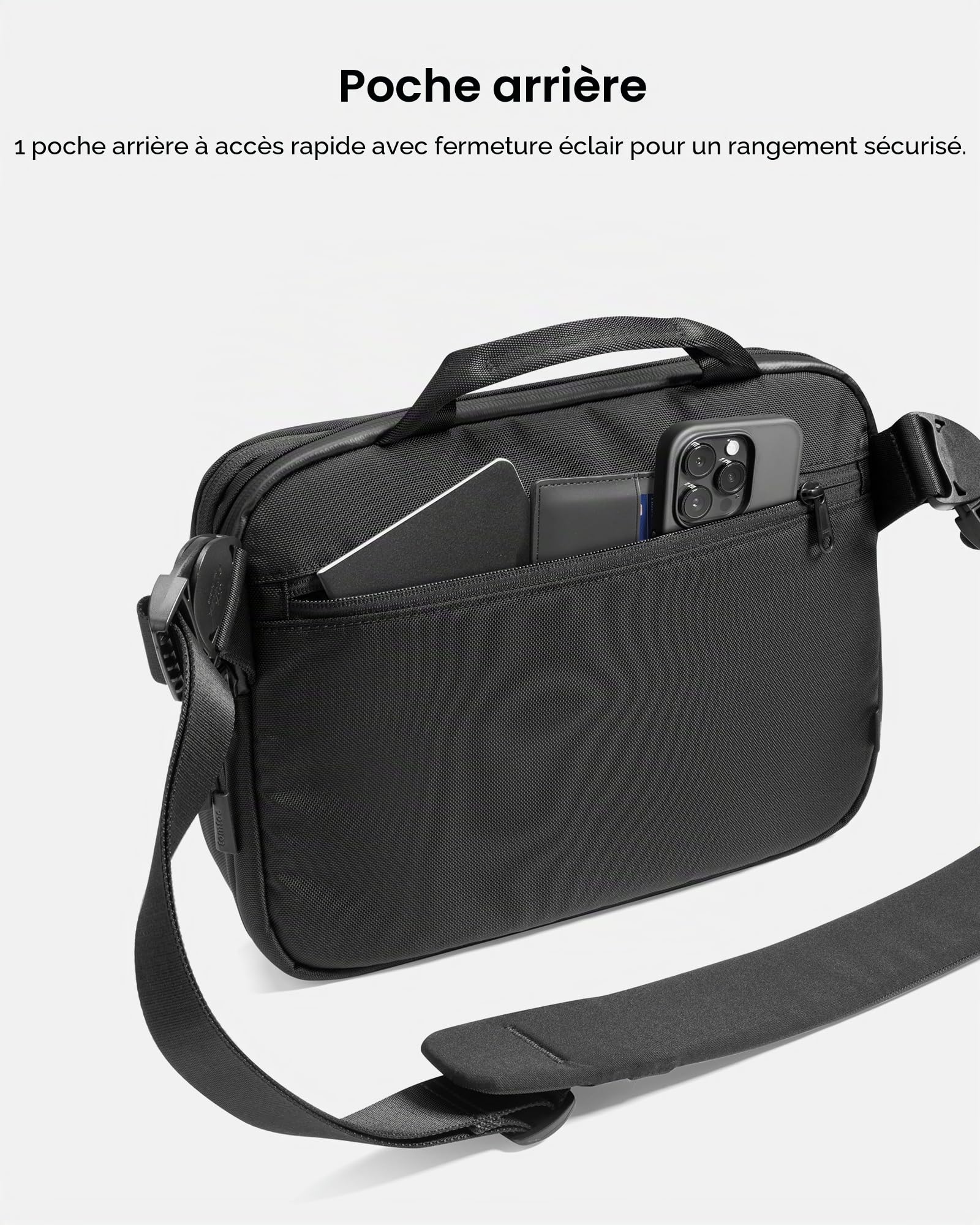 tomtoc Urban Sling Bag Sac à bandoulière pour 2024 11 Pouces iPad Pro M4 OLED, iPad Air M2 avec Accessoires, Espace de Rangement, Protection imperméable en Tissu Cordura Ballistic pour Voyage, Travail
