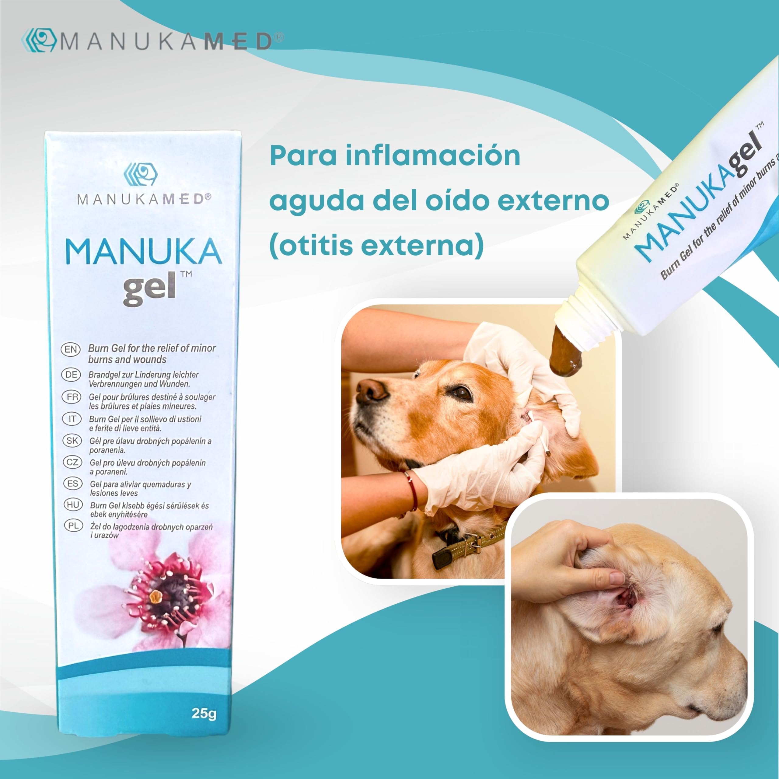 ManukaMed MANUKAgel Gel antibacteriano, pomada para heridas para perros, gatos, caballos, miel de Manuka 100% bioactiva MGO 560+/25 g