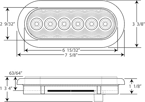 Miniatura 5 de Optronics TLL12RK - Kit de luces traseras LED selladas ovaladas de 6 pulgadas, color rojo