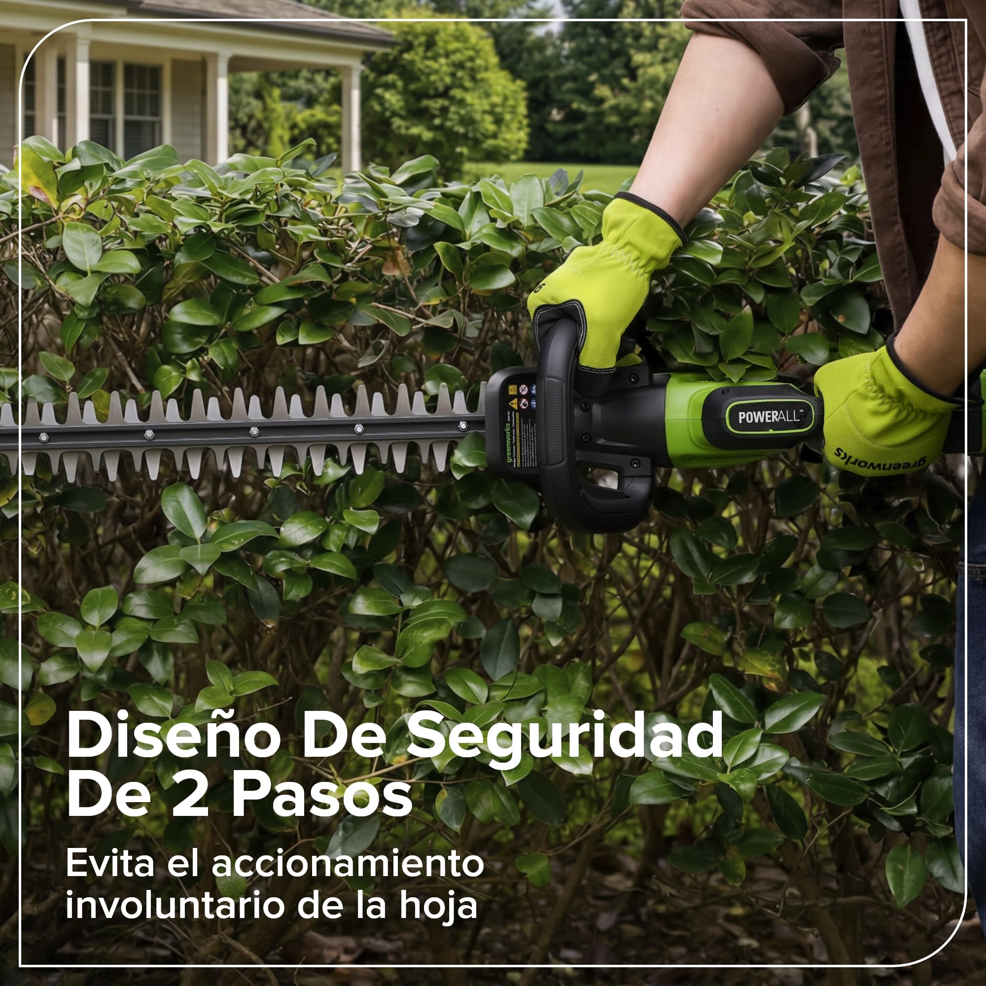 Greenworks Cortasetos a batería 24V 51 cm con batería 2.0Ah, Motor brushless, Cuchilla Doble acción 28 mm, Hedge Sweeper, Cargador USB-C Incluido HT2002A1