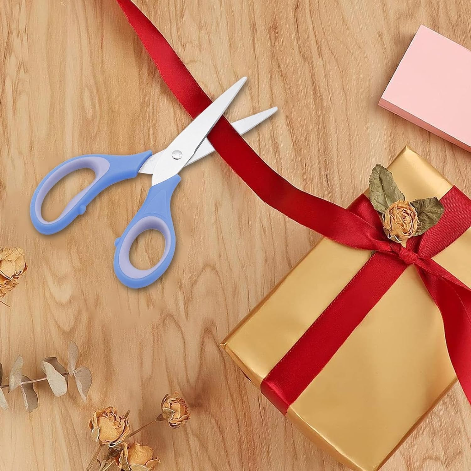 School Scissors,Stainless Children Crafting Shears - Rounded-tip Scissors School Crafting with Cover for Back To Supplies Blue