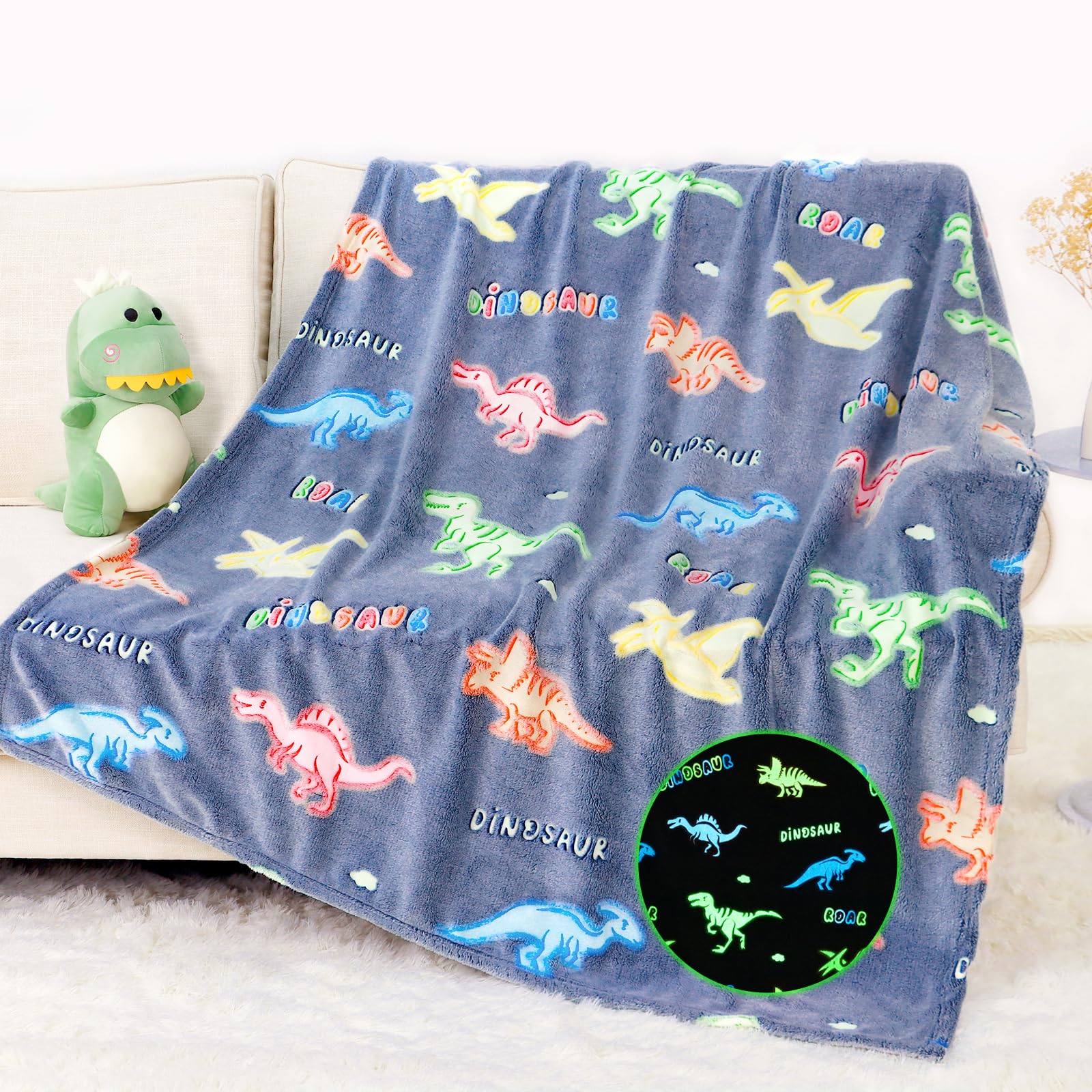 Dinosaur Gifts Toys For Boys Glow In The Dark Blanket Desertcart