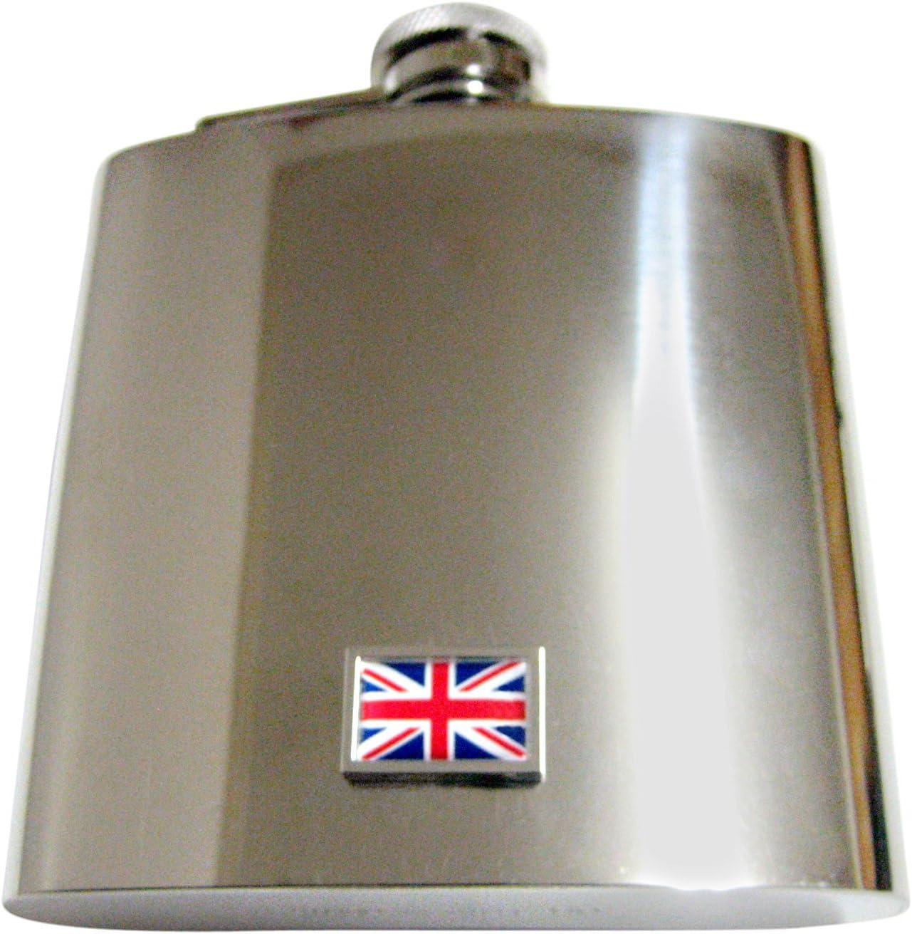 Kiola Designs Bordered United Kingdom Union Jack Flag Pendant 6 Oz. Stainless Steel Flask