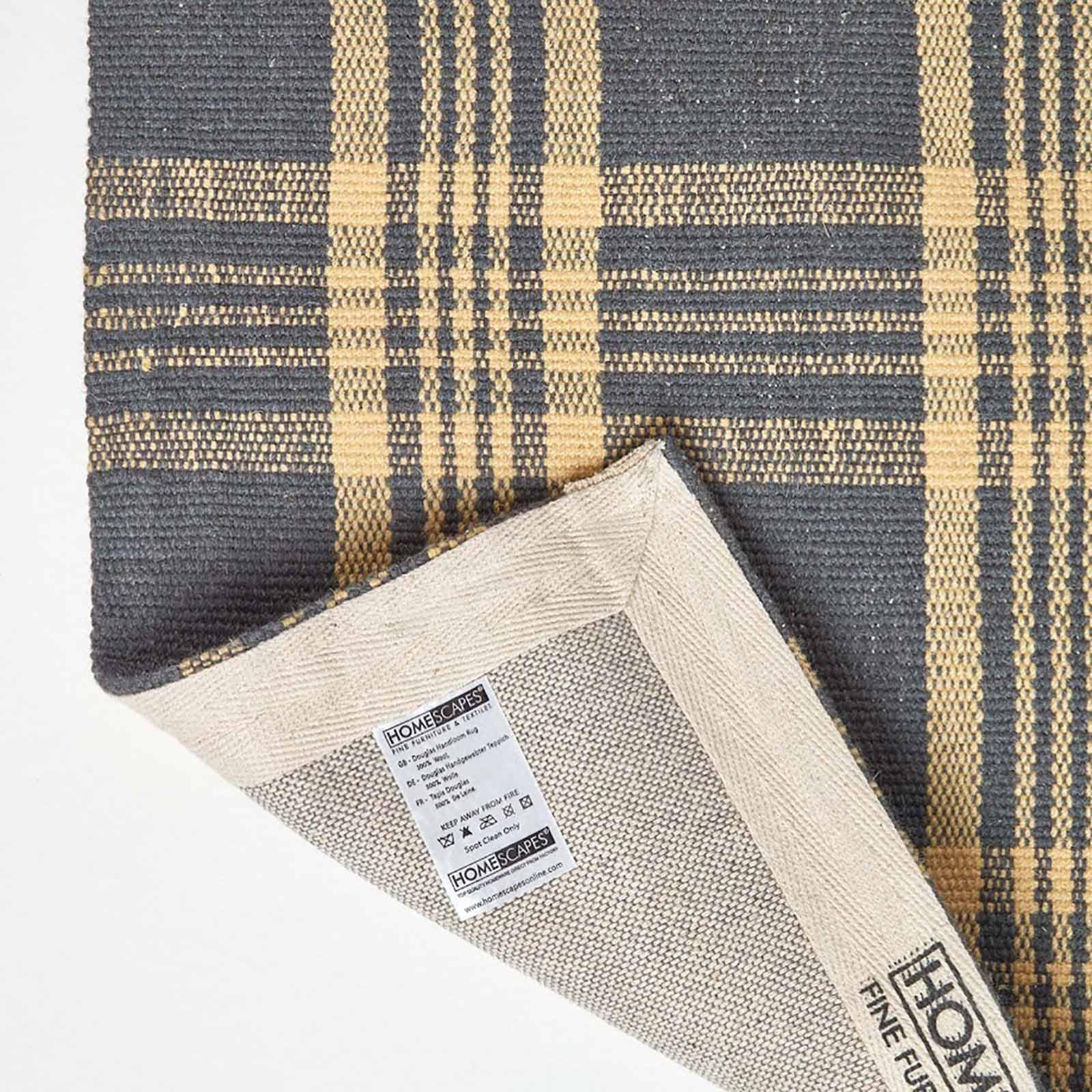 Homescapes Teppich Douglas mit traditionellem Tartan-Muster aus Schottland, Rutschfester Wollteppich 150 x 240 cm, grau-gelb Schottenkaro