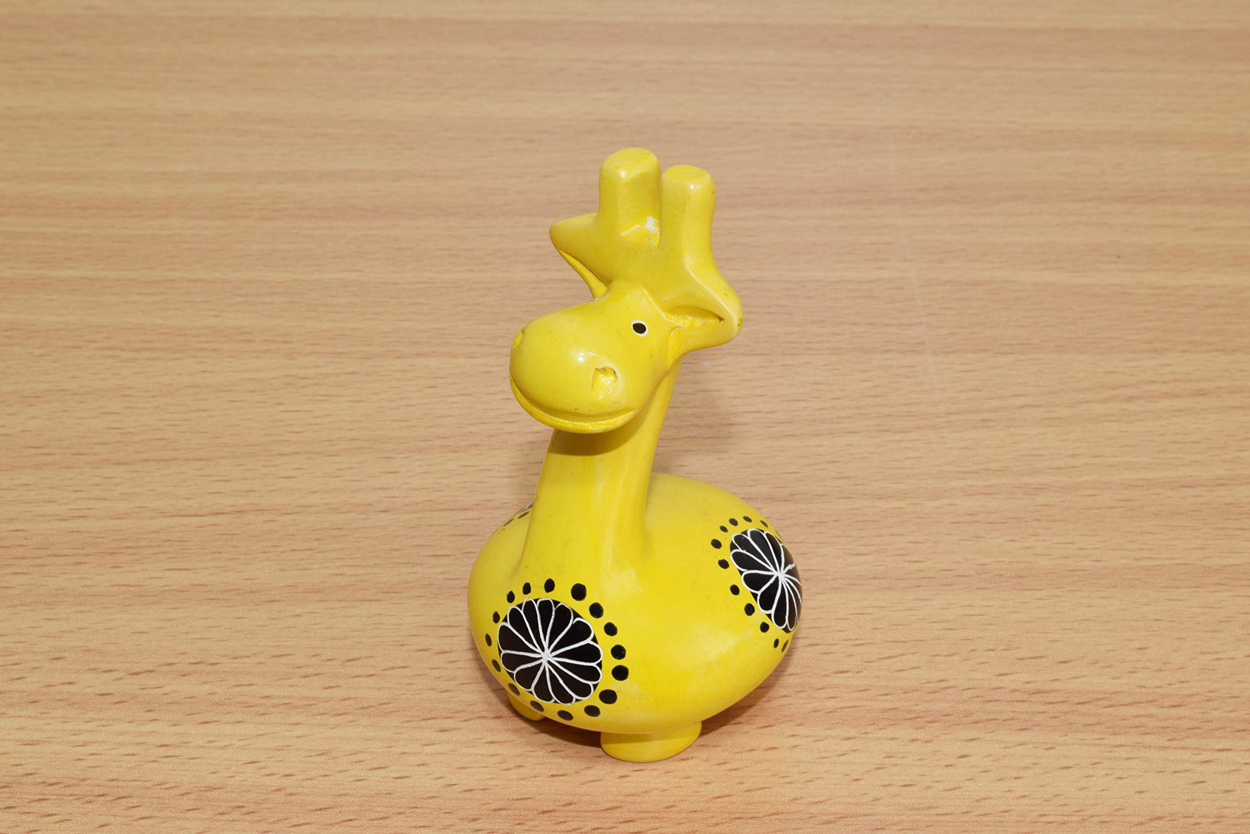 Soapstone Giraffe - Handmade in Kenya - Figurine Sculpture - 4 Inches Height, Pineapple Yellow, SS10