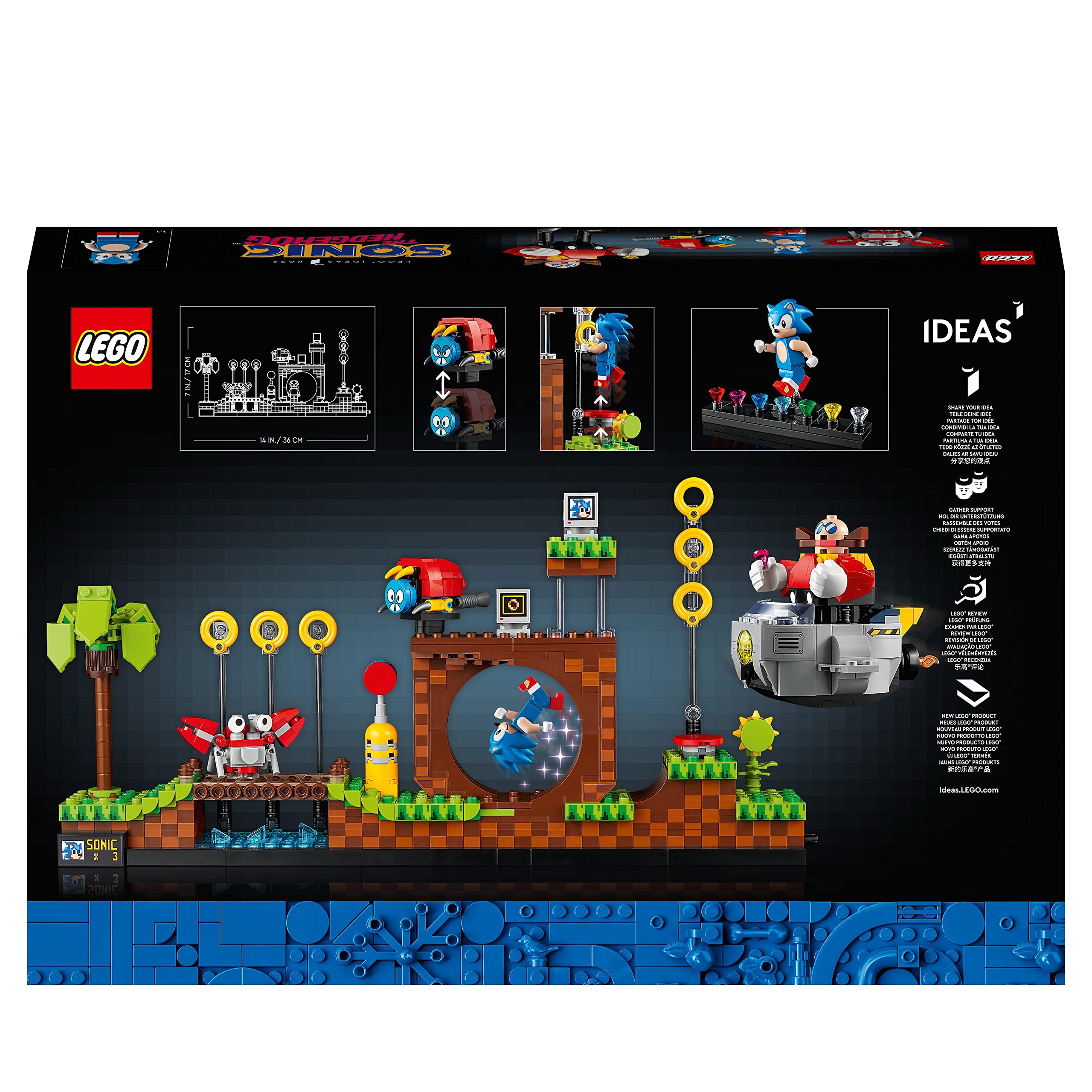 LEGO Ideas Sonic the Hedgehog - Green Hill Zone, Set da Collezione per Adulti, Cultura Pop Anni '90, Include il Personaggio del Dr. Eggman con Eggmobile, Idea Regalo per Uomo o Donna 21331