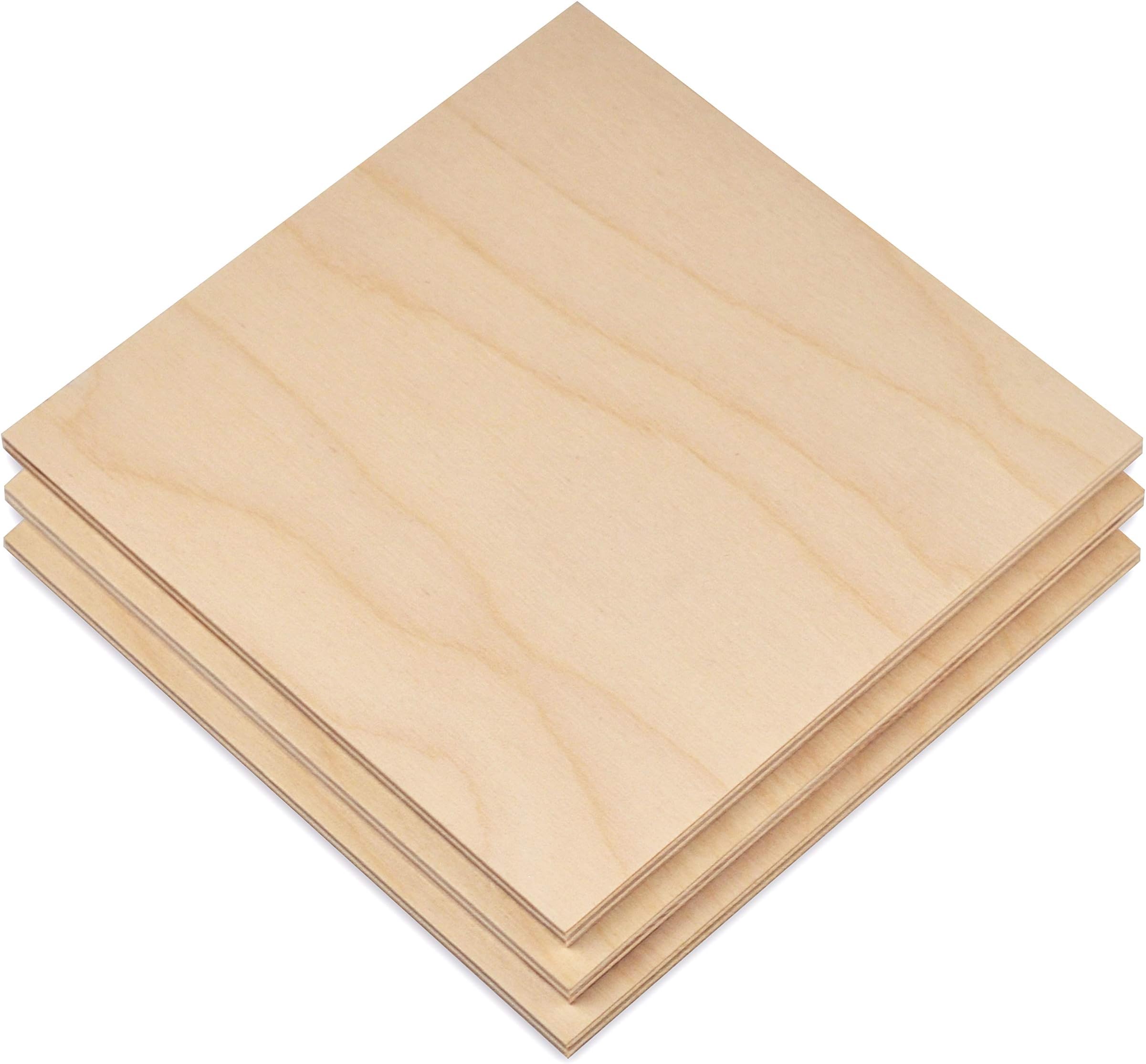 6MM 1/4" x 12 x 12 Baltic Birch Plywood � B/BB Grade (Package of 3) Perfect for Arts and Crafts, School Projects and DIY Projects, Drawing, Painting, Wood Engraving, Wood Burning and Laser Projects