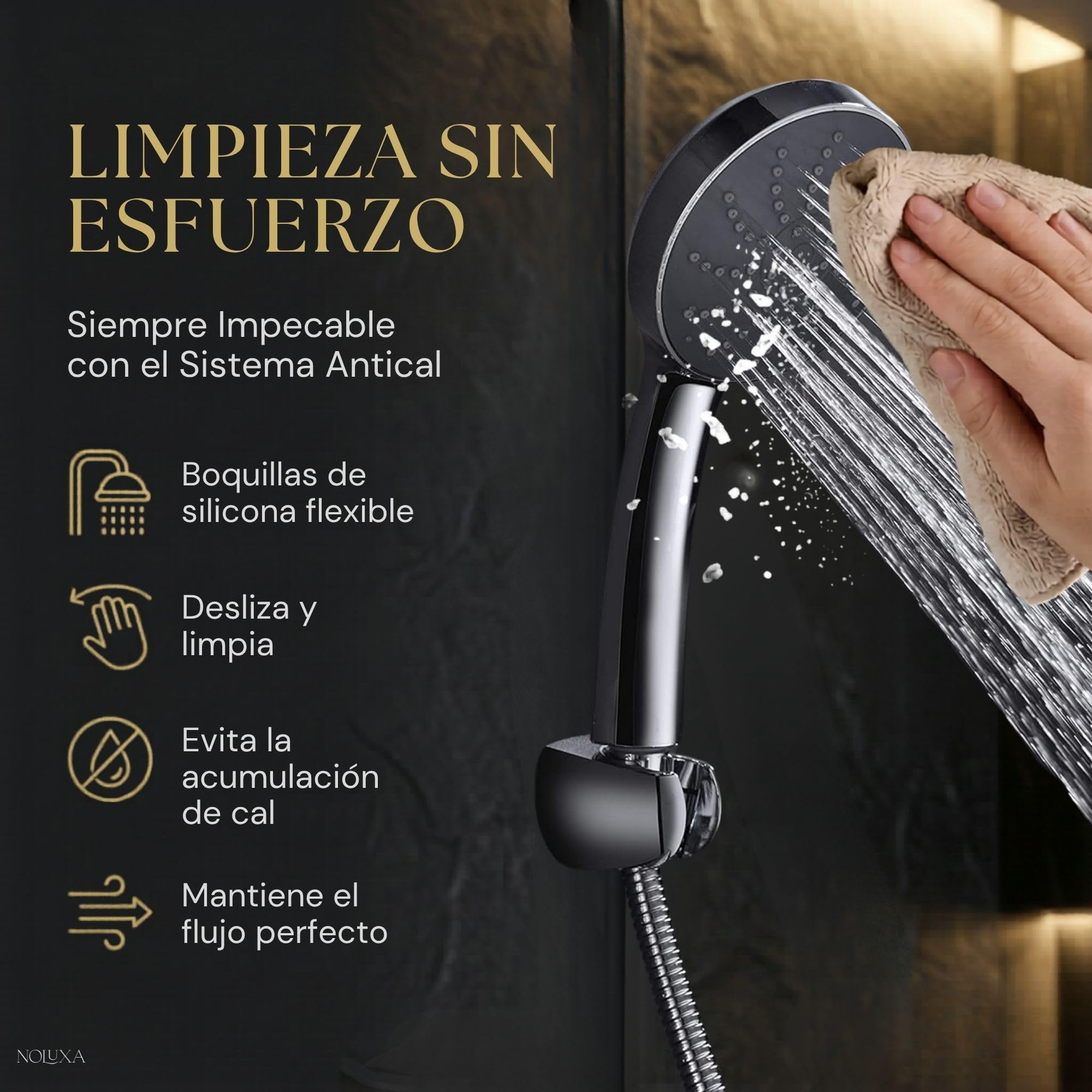 IMEX - Grifo Bañera y Ducha Monomando Cromado | Grifo Mezclador de Pared con Soporte Alcachofa de Ducha y Manguera | Grifería en Latón y Acero Inoxidable S.304 | Serie Roma