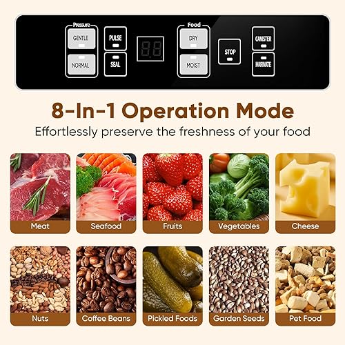 Miniatura 2 de Sellador al vacío para alimentos eléctrico Mason Jar Máquina selladora al vacío Pantalla digital 8 en 1 preajustes simplificados con cortador