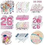 30 Pcs Senior 2026 Stickers, Colorful Floral Class of 2026 Stickers for Students Teachers, High School DIY Graduation Gifts, Senior Decals Decorations for Laptop Water Bottle Album Tablet