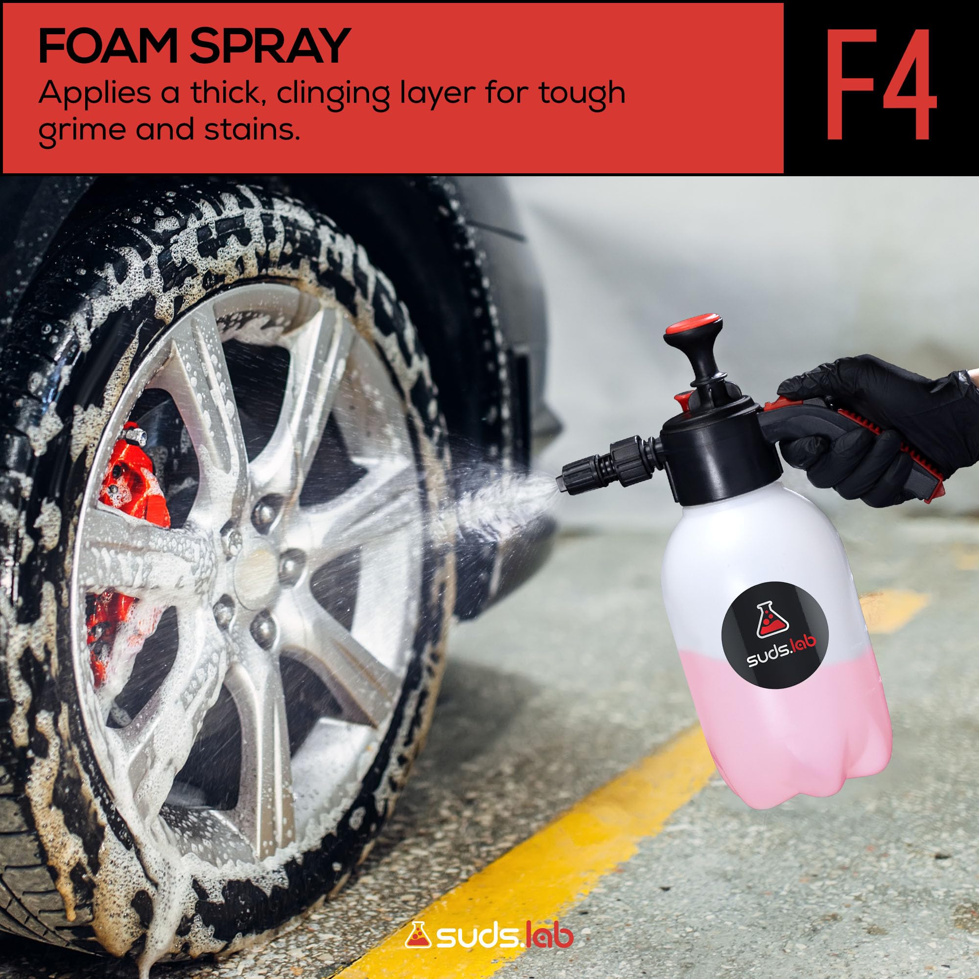 Suds Lab F4 - Pulverizador de bomba de espuma, para el hogar, el jardín y el coche (botella de 70 onzas)