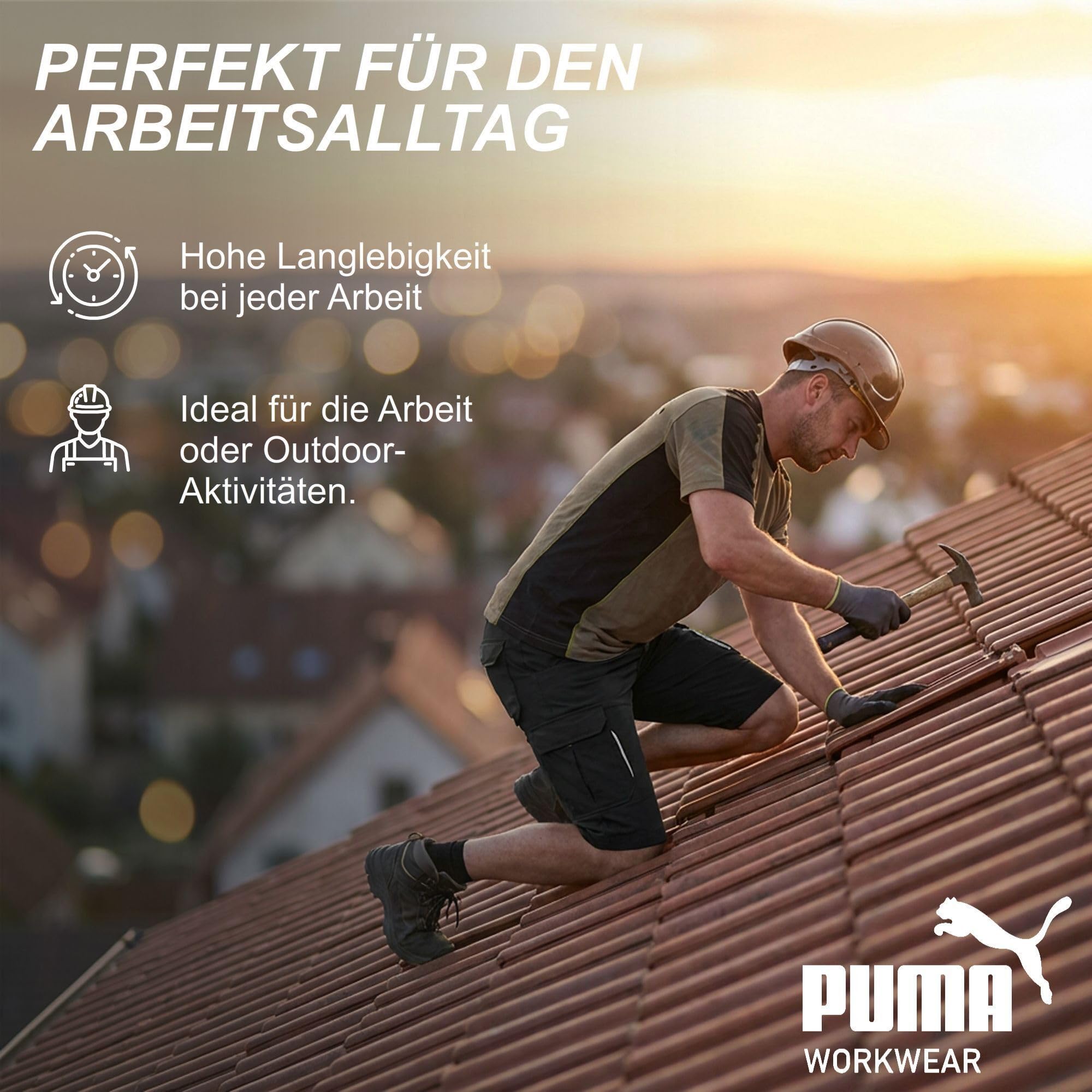 PUMA Workwear Kurze Arbeitshose Herren - Mit 4-Wege Stretch - Robuste Shorts mit verstärkte Taschen durch 100% Nylon und Gummizug im Bund - Erhöhtes Rückenteil - Arbeitsshorts