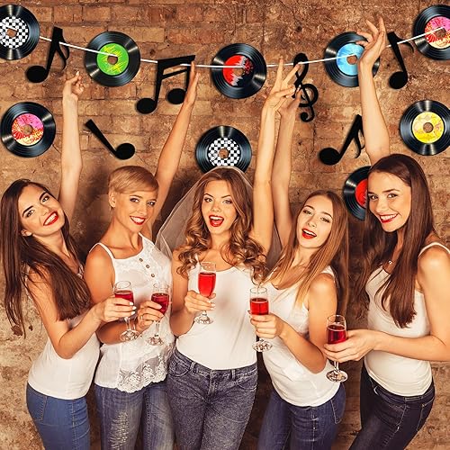 Miniatura 5 de Pasimy 39 Pcs Music Party Decorations Musical Notes Records Bulletin Board Cutouts Rock and Roll Classroom Decor for 1950s 70s 90s Retro Music