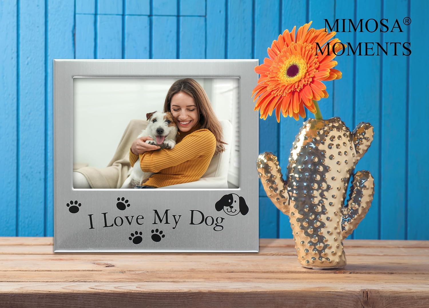 5x3 I Love My Dog Brushed Silver-Tone Metal Picture Frame image 4