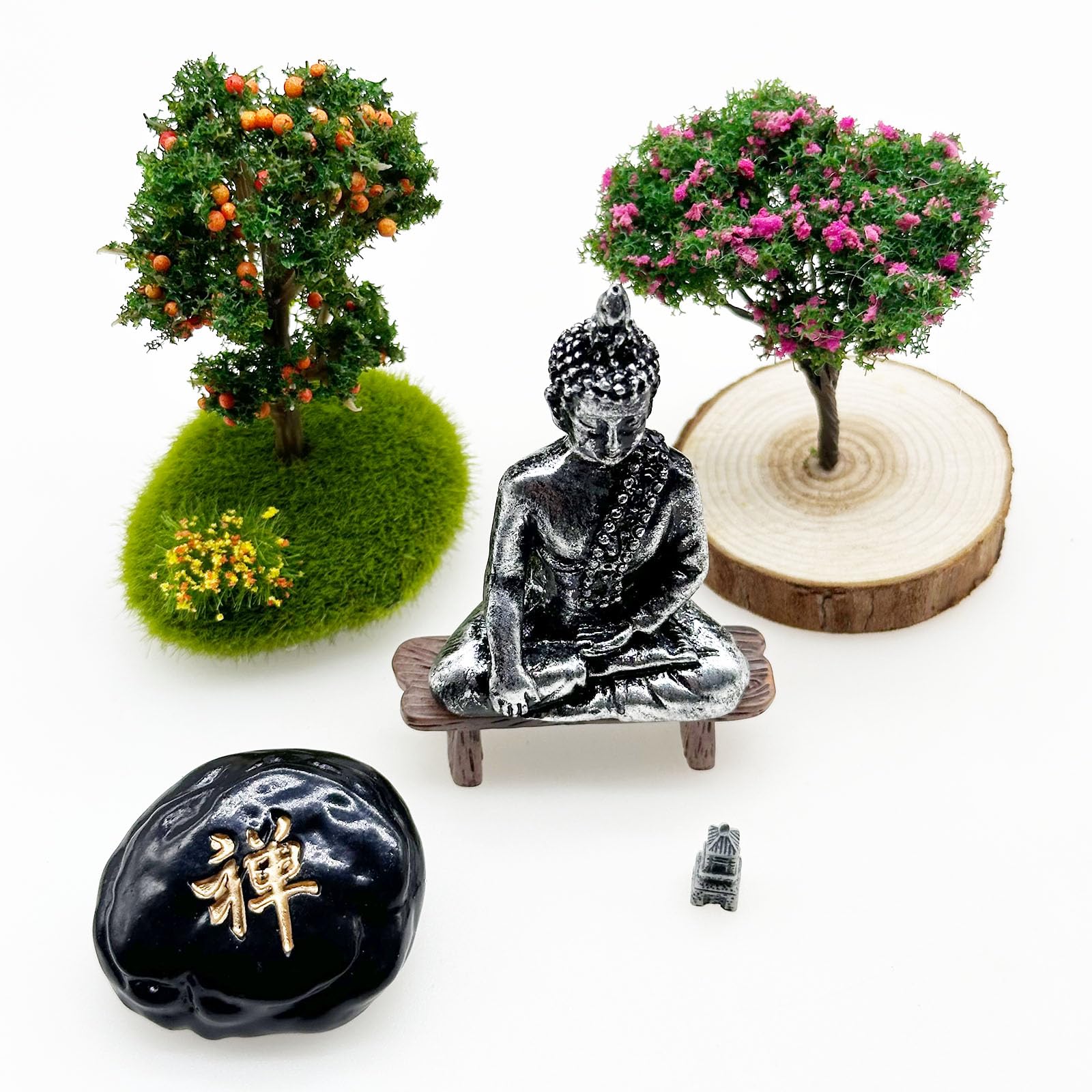 Woohome 20 szt. Mini Zen Sand Garden Kit, Mini Garden Kit z tacą, Zen Style Garden Ornament for Home Office Home Decoration