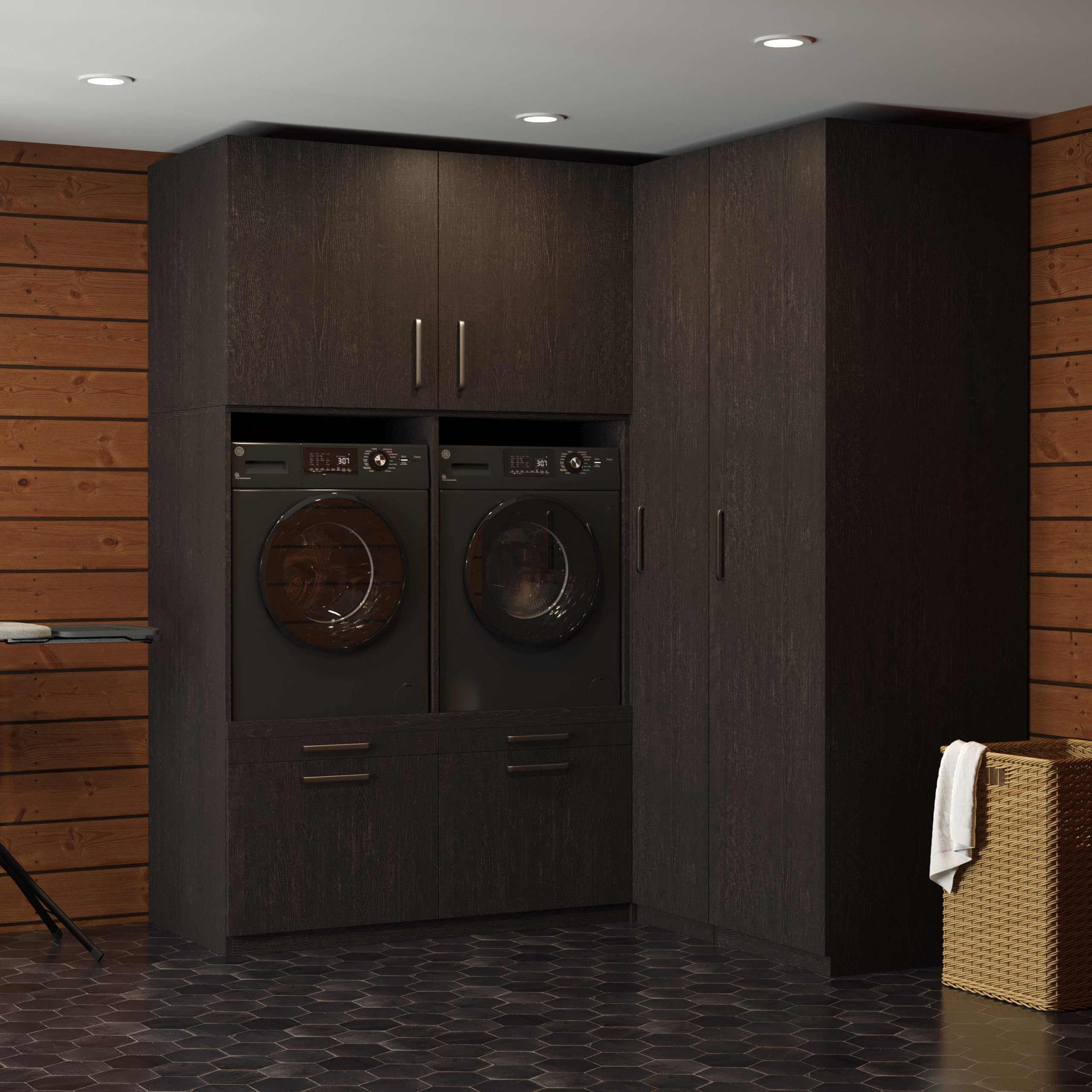 Lavadora Gabinete Milan - Lavadora elevadora - Conversión a máquina - 700(D)*2030(B)*2350(H) mm - Negro - Diseño elegante, que ahorra espacio y ergonómico - Fácil de colocar