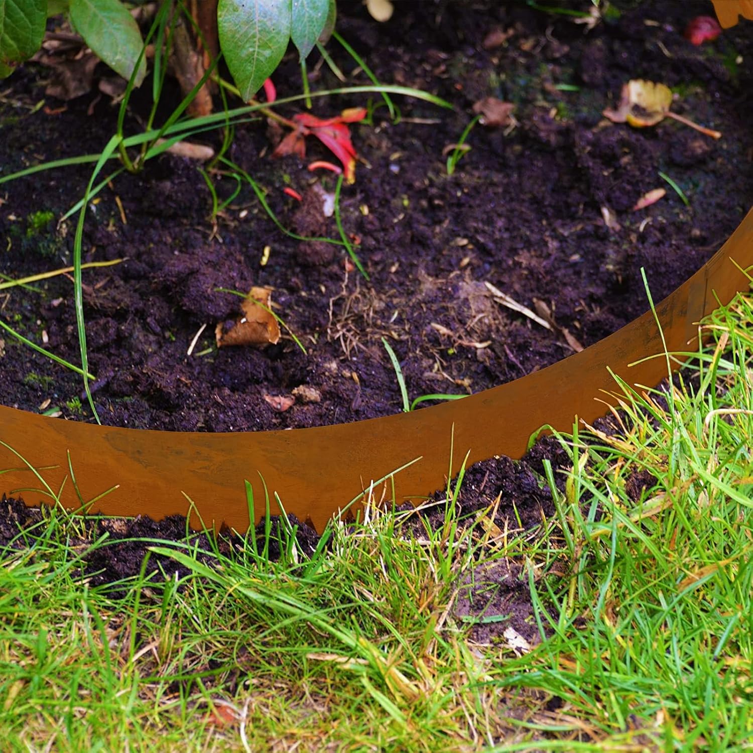 Co rten Steel Landscape Edging 10 Inch Tall 6 Packs, Pre-Rusted Metal Garden Edging, Hammer in Landscape Edging with 6 Clips and a Pair of Gloves, Steel Edging for Landscaping, Garden