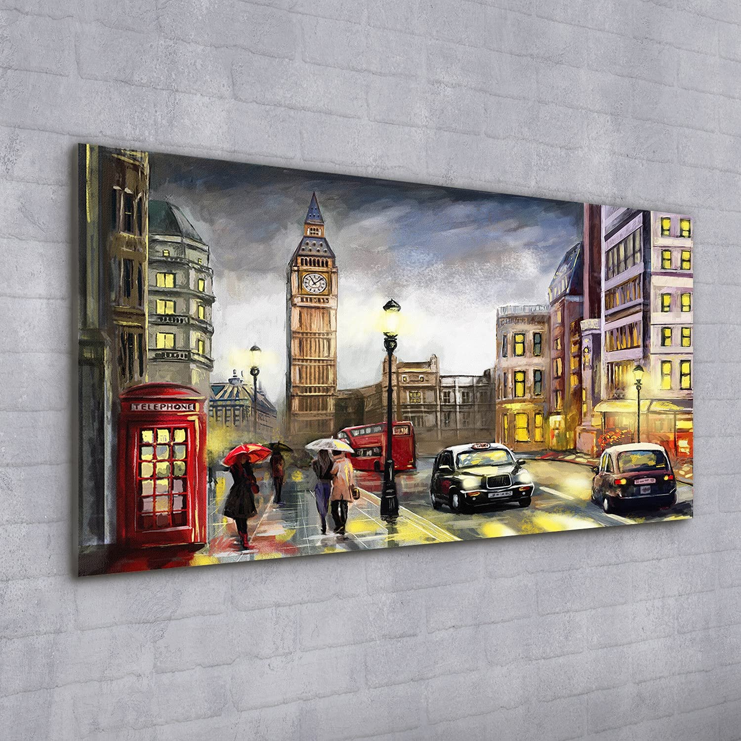 Coloray Pintura acrílica 100x50cm Sala De Estar Vidrio Acrílico Cuadro De Pared Mural Arte - Londres Big Ben Car