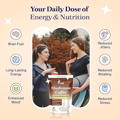 Miniatura 5 de Brain Boost - Nutrición de café de hongos, mezcla orgánica de café de hongos para la salud intestinal, melena de león, chaga y polvo de hongos, café