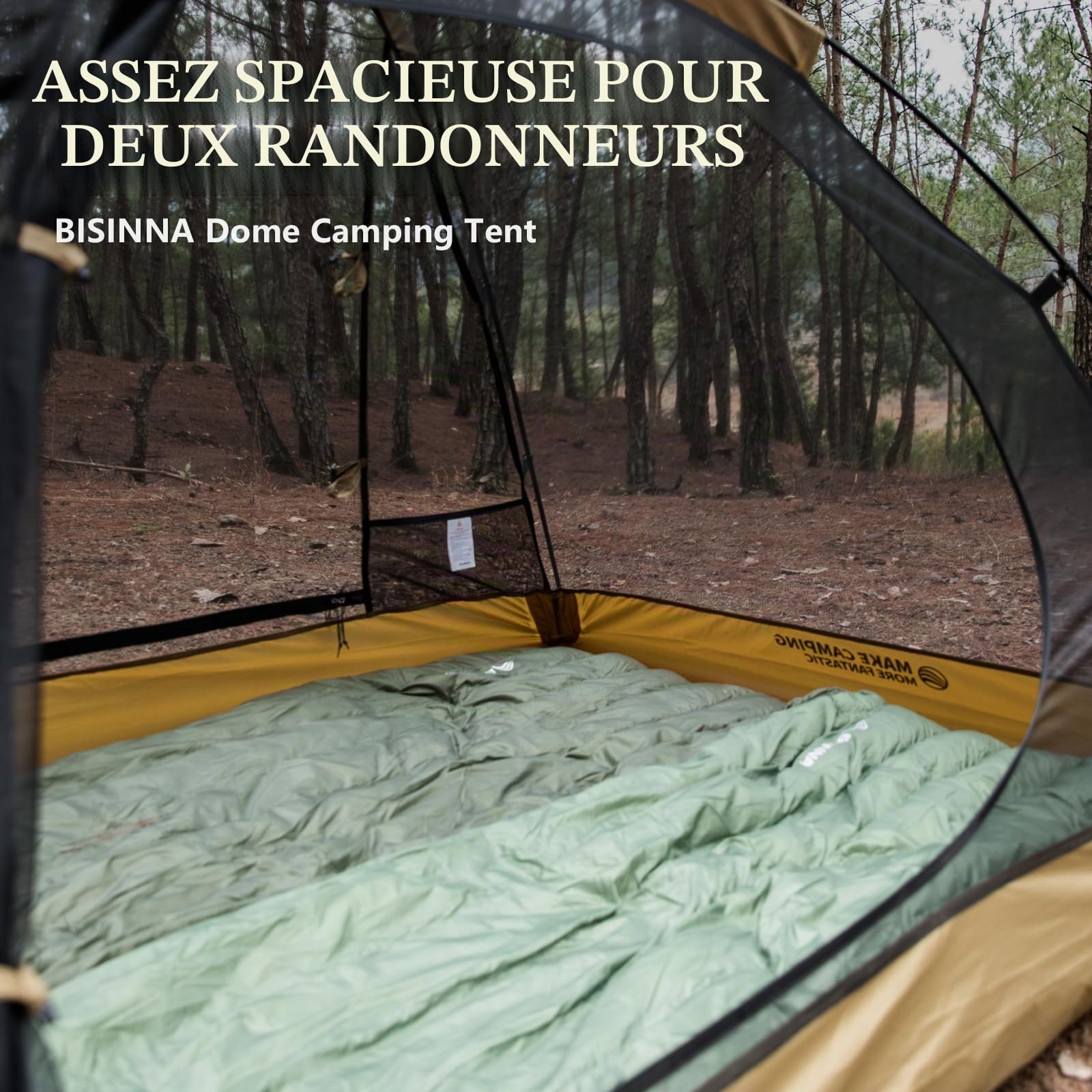 BISINNA Tente Dôme 2 Personnes 3-4 Saisons | Imperméable & Résistant au Vent | Ultraléger & Compact pour Camping, Randonnée, Festival