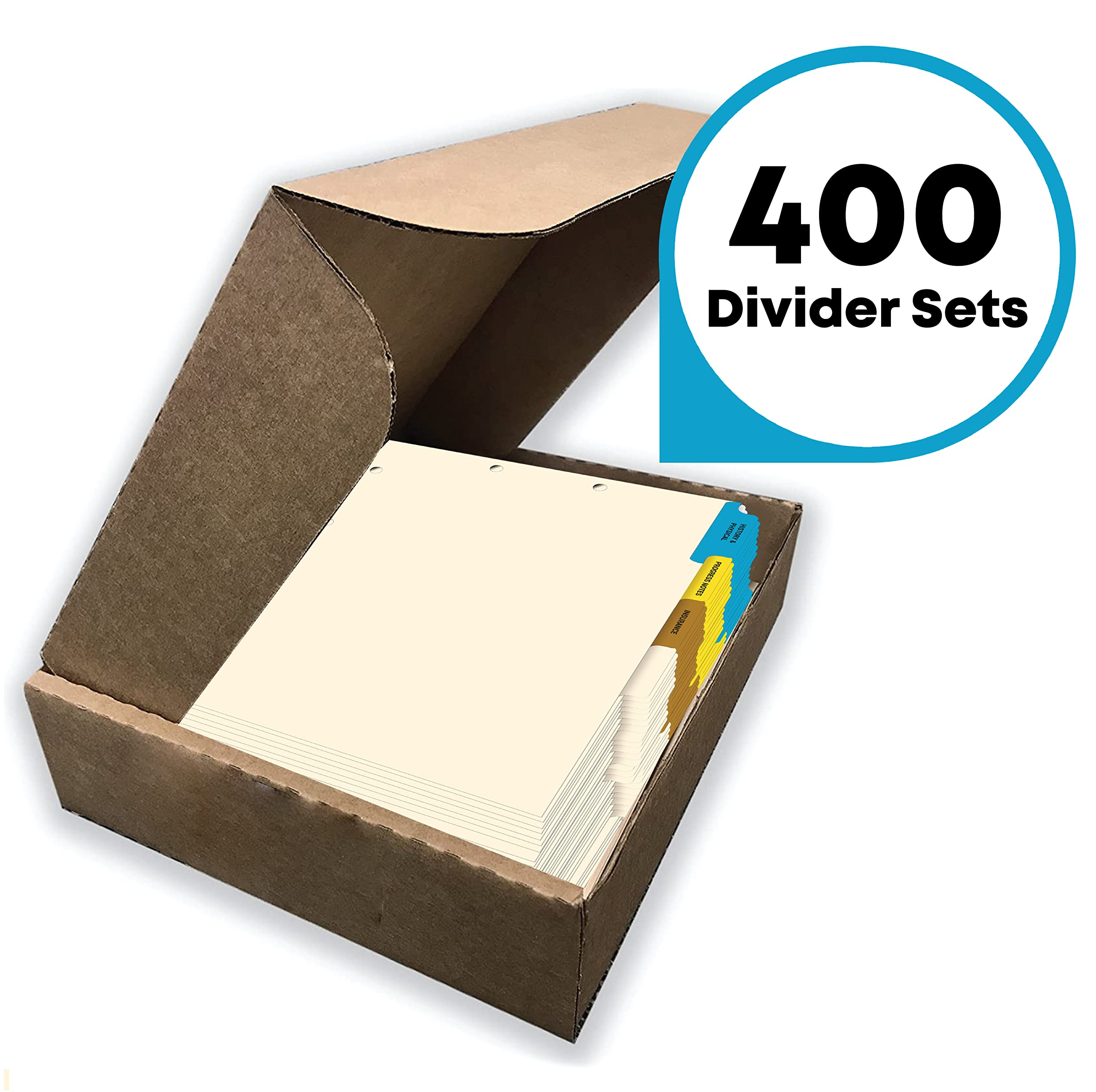 Medical Chart Dividers - 400 Sets Of 4-Tab Healthcare Index Tabs For Patient Records