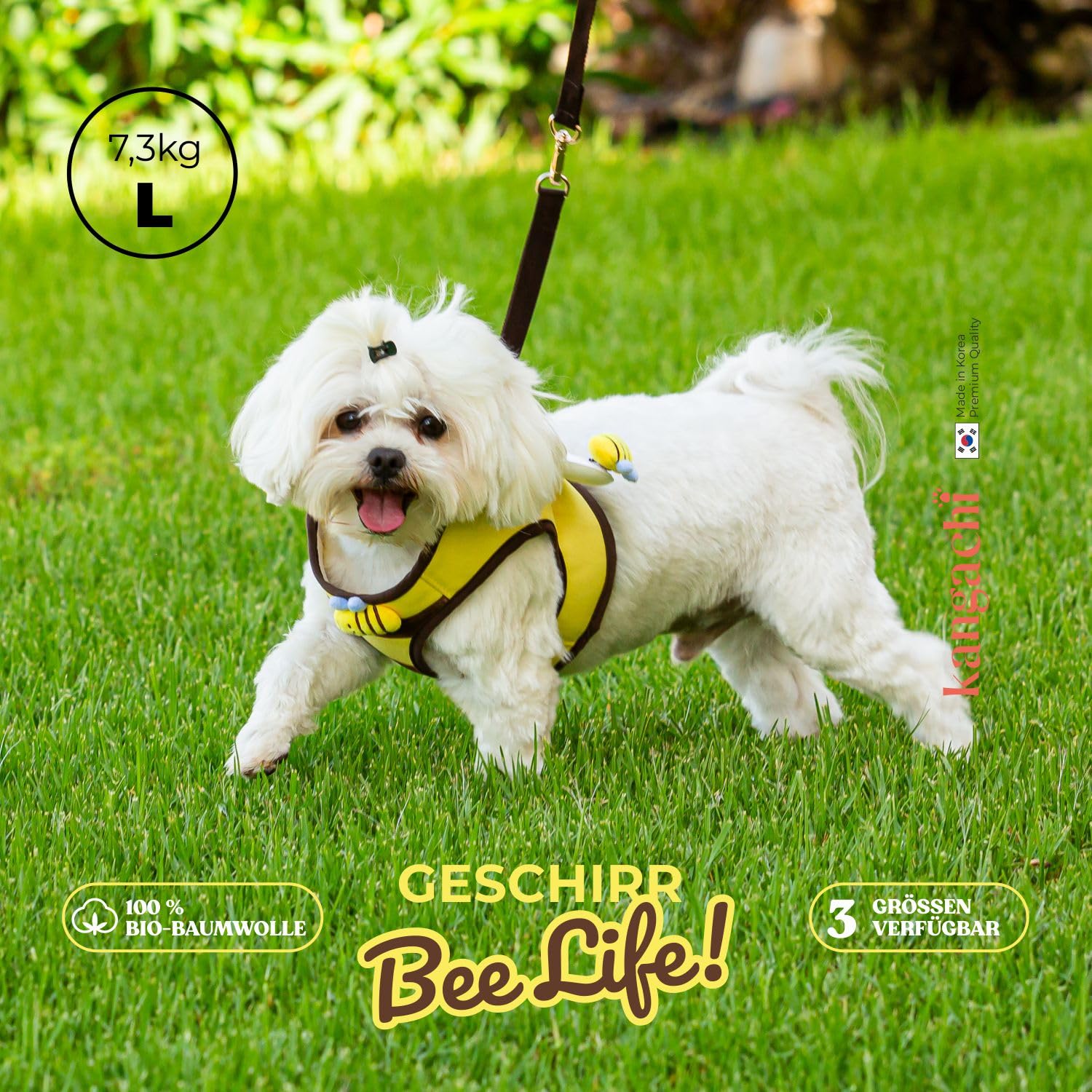 Its Dog & Kangachi - Arnés de Abeja con Correa, Arnés Honeybee, Arnes para Perros, Arnes para Vestir Moderno y Elegante, Ajuste Ergonómico, Perros Pequeños y Medianos, Made in Korea, Talla S