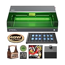 xTool S1 40W Incisore Laser Basic Kit con Aisst Aria Intelligente e Pannello a Nido d’Ape, Velocità 600 mm, s, Fuoco Automatico, Blocco Fumo, 498 * 330mm per Metallo, Legno, Acrilico, Tumbler (Nero)