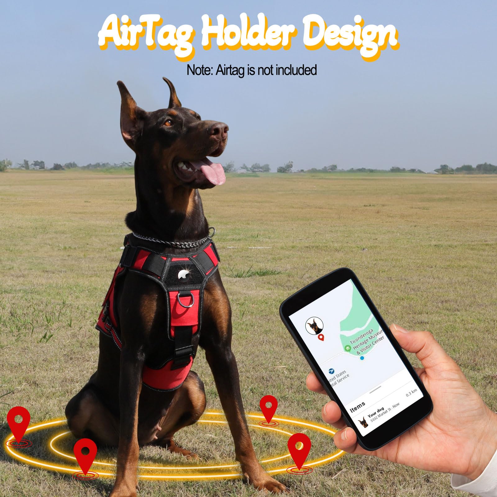 Arnés táctico para perros de servicio para perros medianos y grandes (rojo, M)