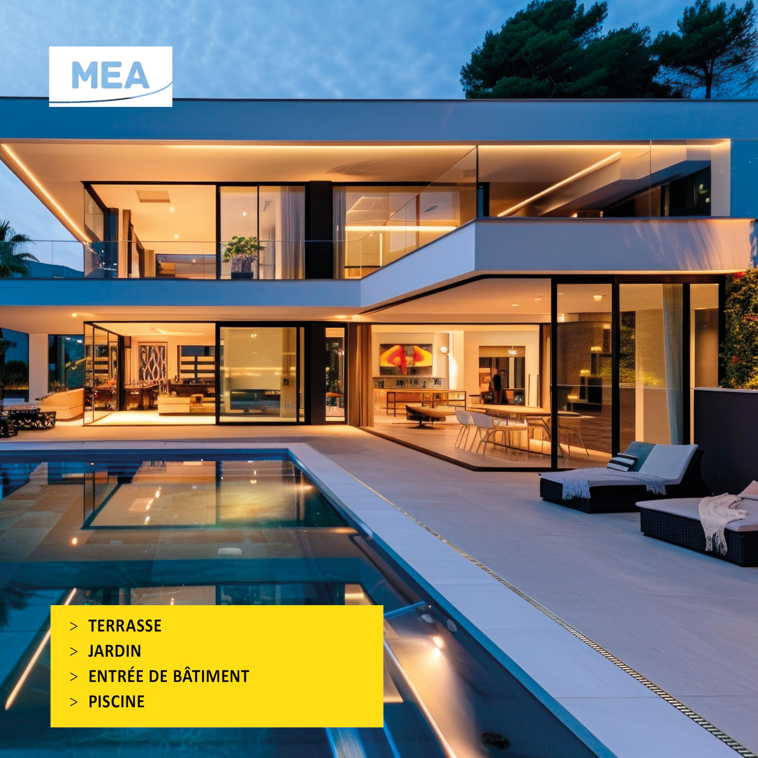 MEA Caniveau Extérieur MEAPARK 1 m – Grille à Fente en PP Recyclé + Profil E-Blade L en INOX – Drainage Terrasse, Piscine, Jardin – Classe A15 Piéton – Largeur utile 10 cm