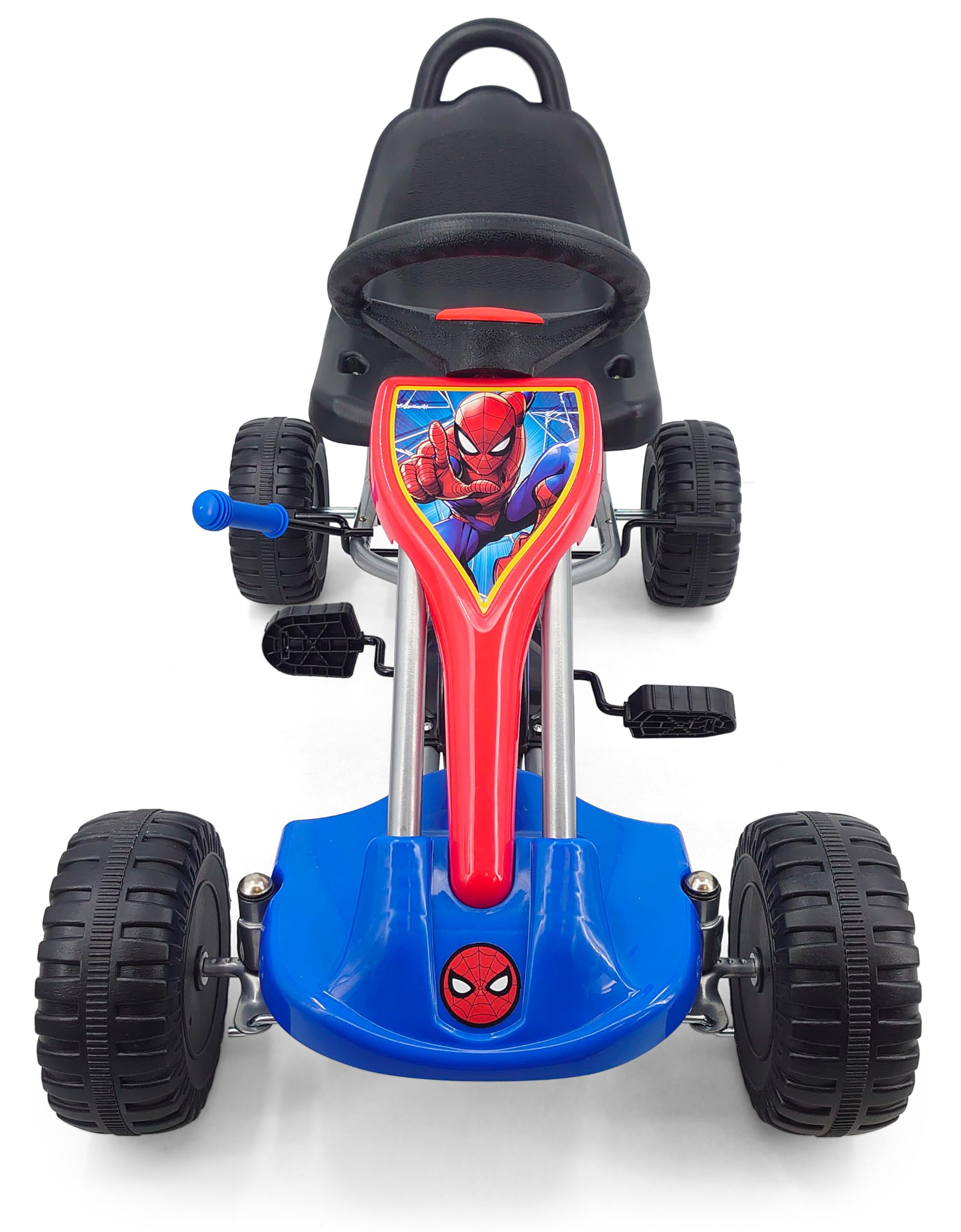 Go Kart à pédales Spiderman 89cm x 52cm SM250001, Bleu-Vert-Gris-Noir