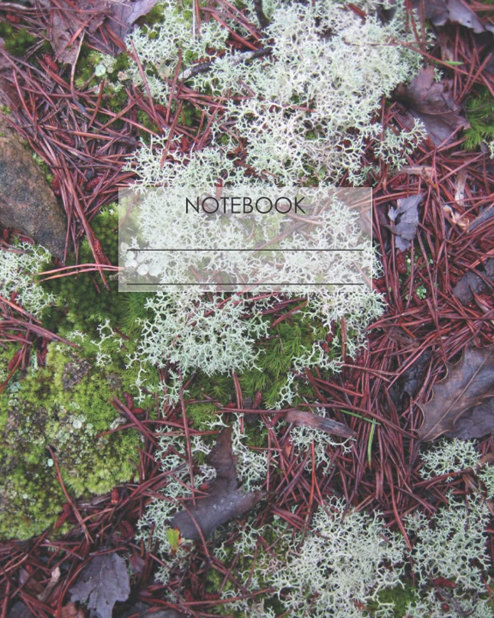 Moss and Lichen Notebook - 150 lined pages for journal, diary, or note keeping. Size 8x10.