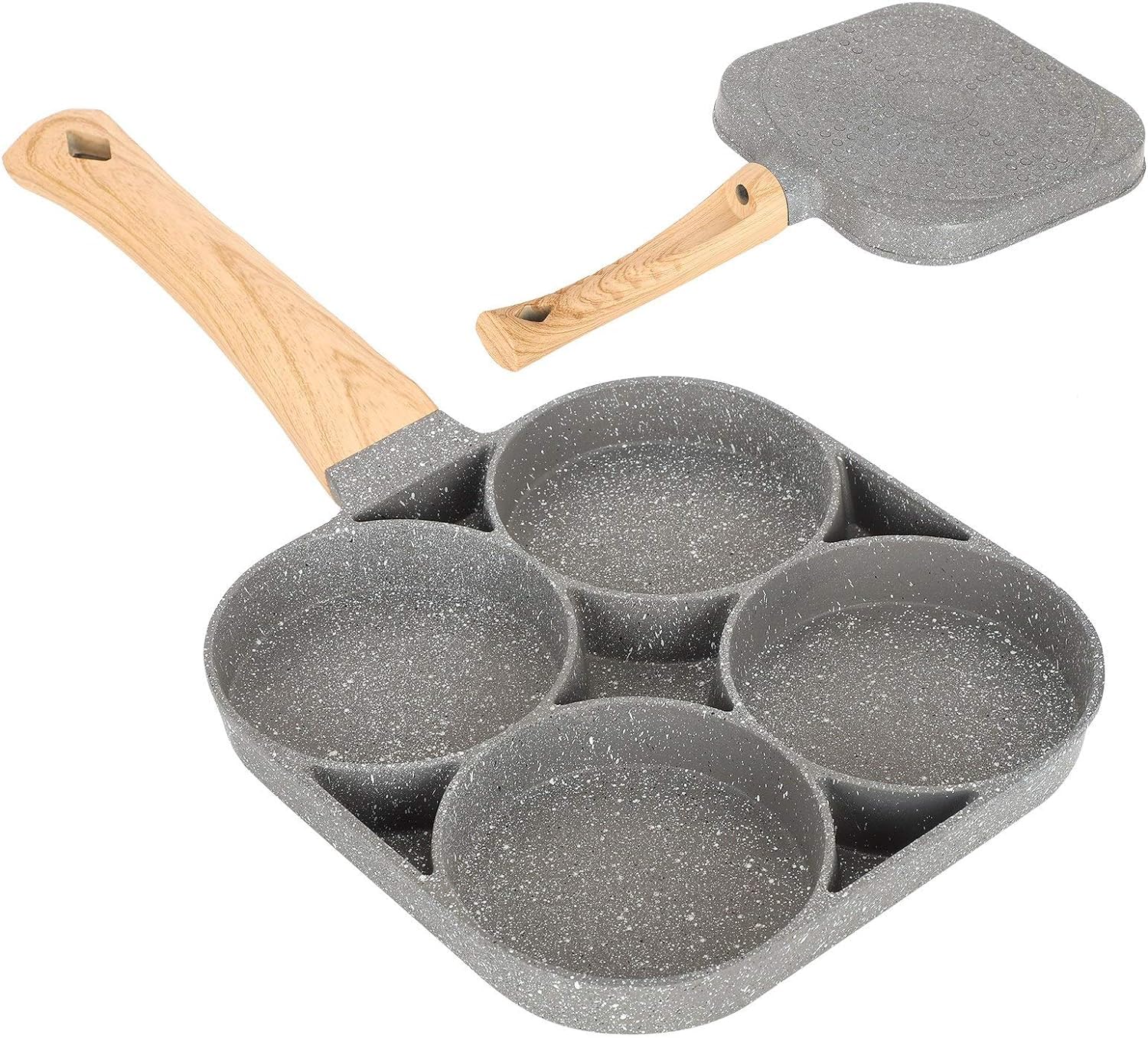 Padella per pancake， Padella for frittata, padella for uova, padella antiaderente in lega di alluminio, con manico in legno, for piano cottura a induzione Ki