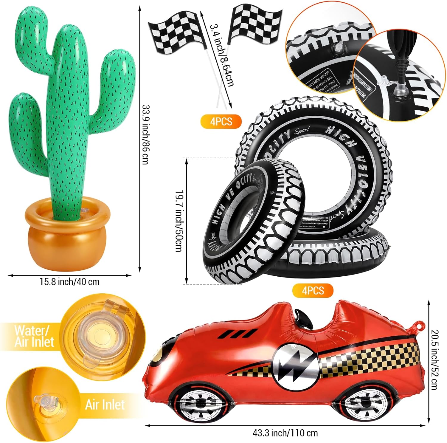 Soulchen 20 Pcs Race Car Party Decoration Traffic Light Favor Boxes Race Car Cardboard Cutout Wheels Balloons Traffic Cones Sign Runner Checkered Flag Inflatable Cactus Birthday Photo Booth Prop