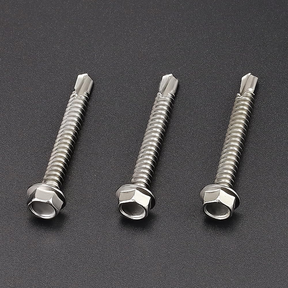 Motorhead Ps1 50 Viti Autoperforanti TEK Testa Esagonale Con Rondella - Acciaio Inox #12 X 1 1/4 Pollici Viti Per Metallo 1 1/4 Pollici