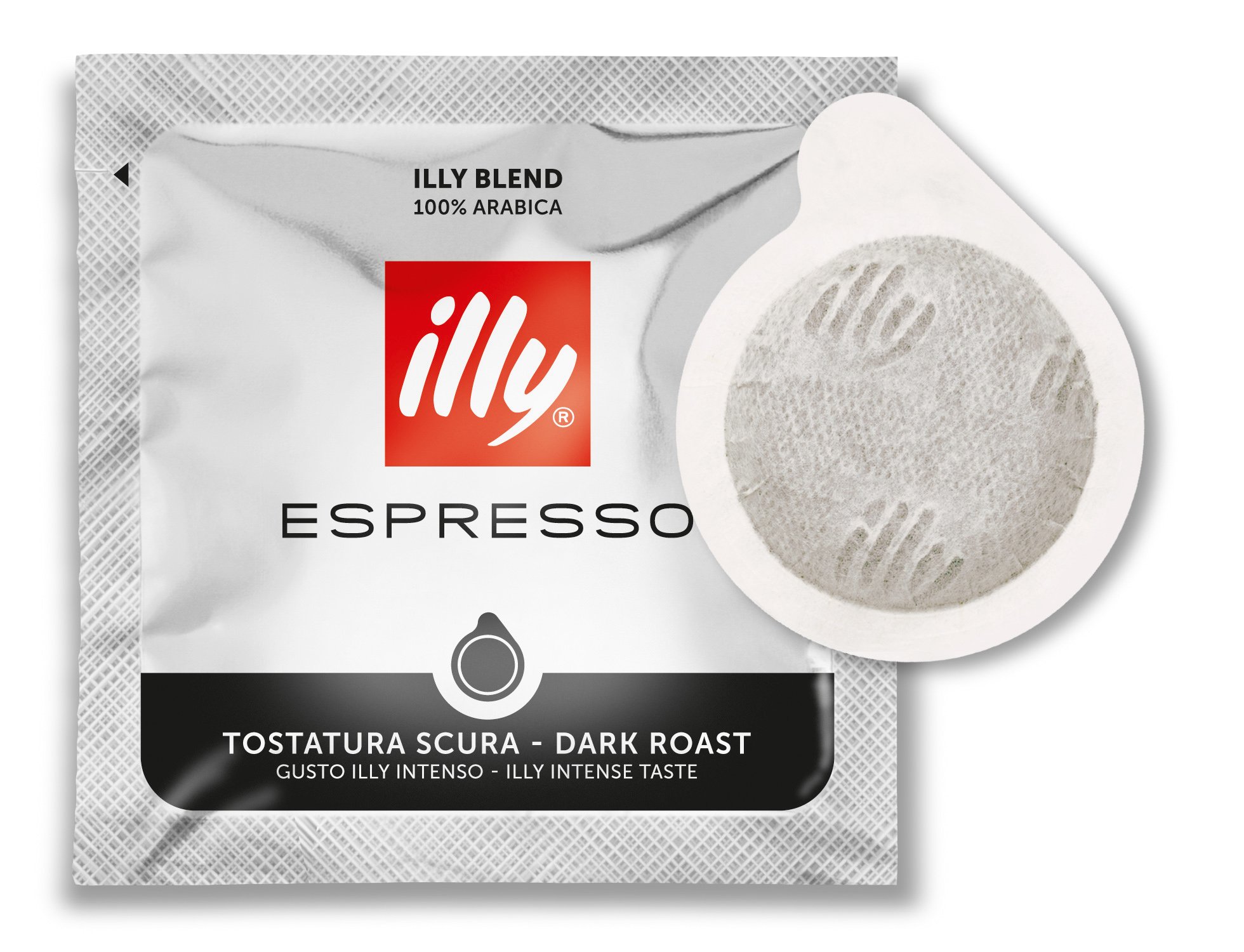 illy, Café en Cápsulas E.S.E Monodosis Tostado INTENSO, 100% Arábica con Notas de Cacao y Frutos Secos, Sabor Decidido y Intenso, 1 Paquete de 72 Cápsulas Compostables