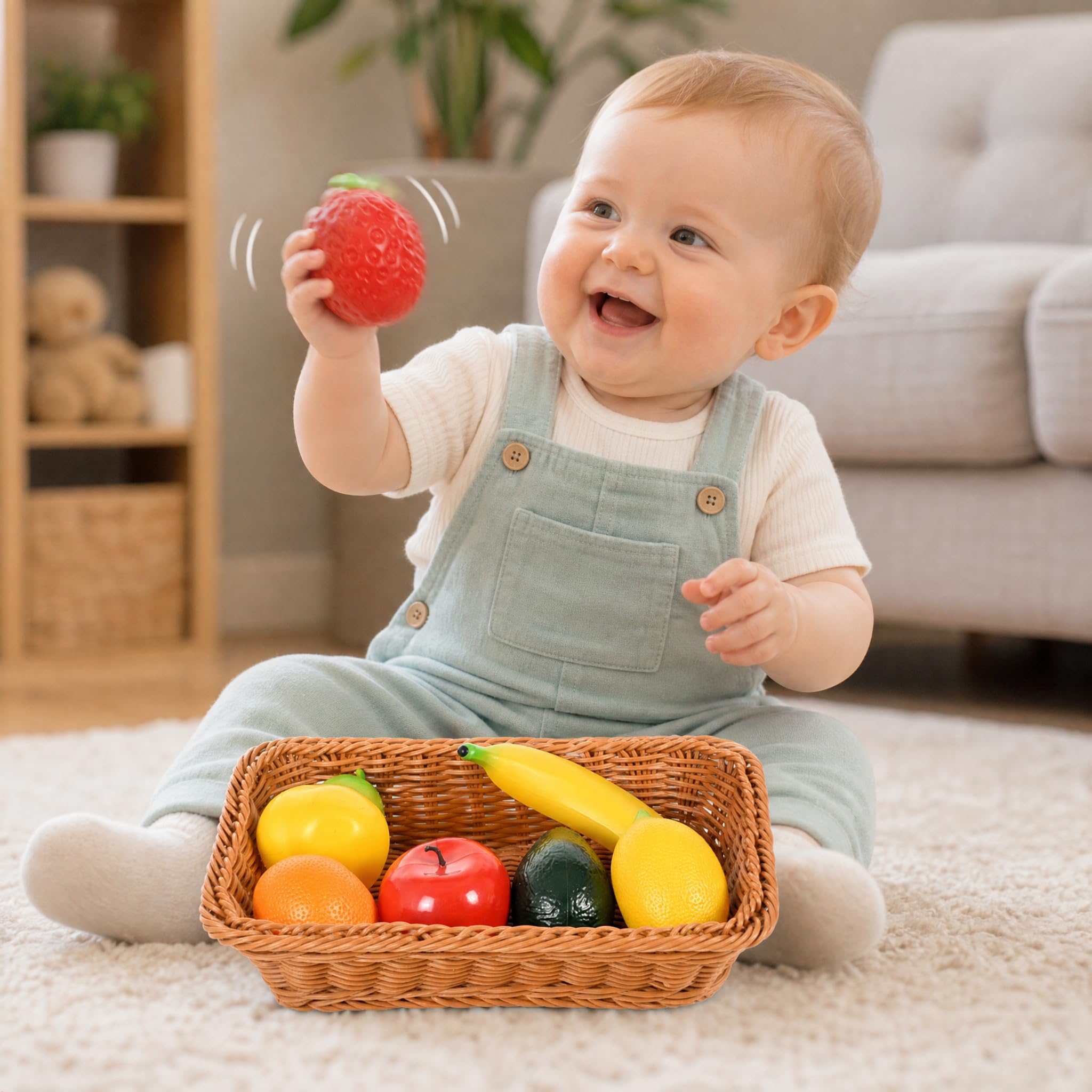 Strumenti musicali per bambini, set di shaker per frutta da 7 pezzi con cestino
