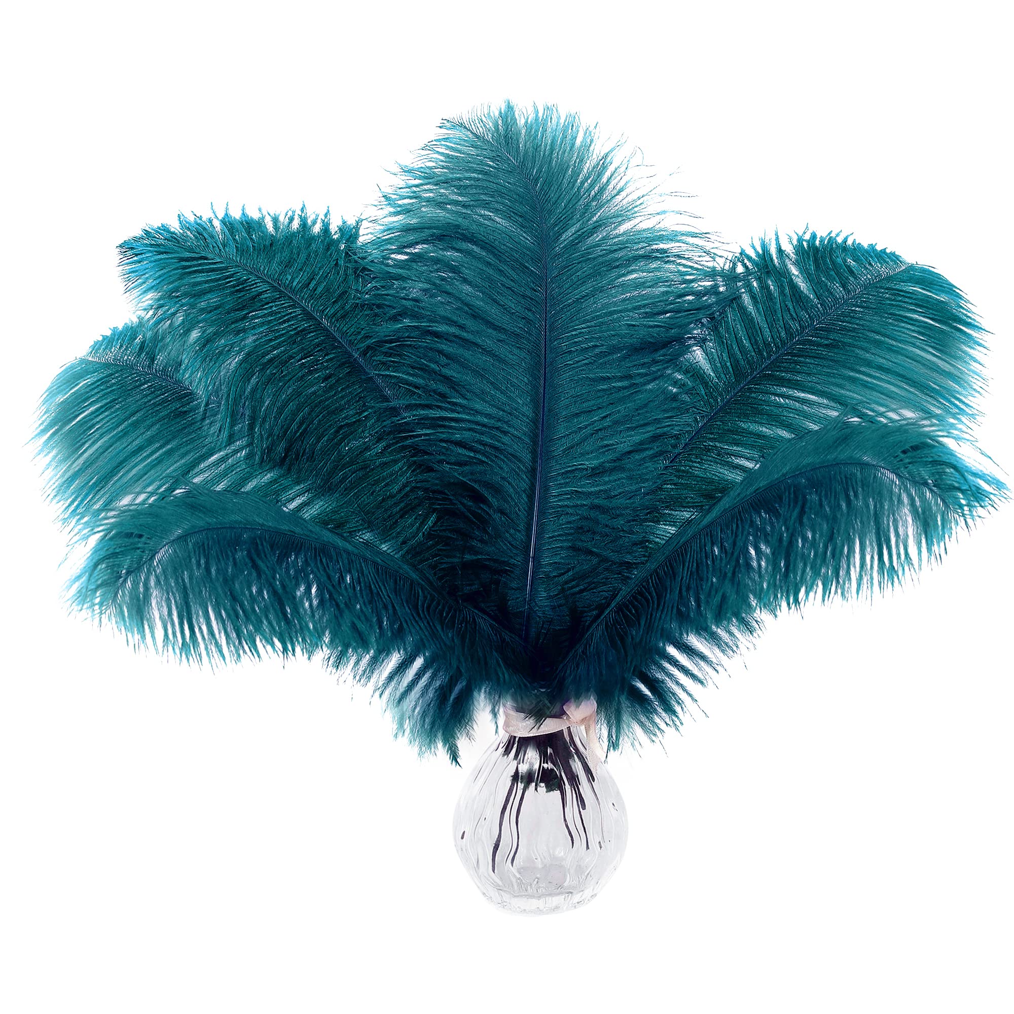 Soarer Teal Colorful Ostrich Feathers -15pcs 12-14inche for vase,Cake Top,Hats and Wedding Home Decoration (Teal)