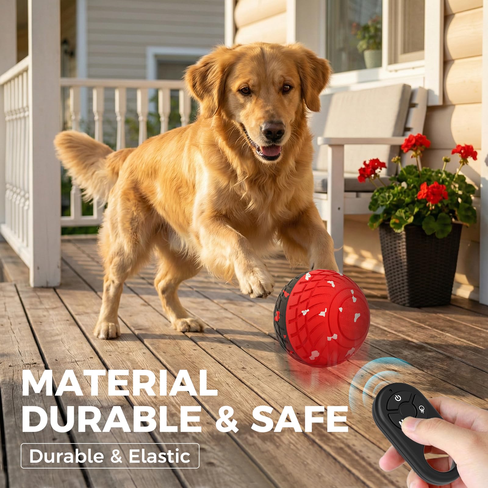 Diman Juguetes interactivos de pelota para perros con control remoto, juguete automático para perros, juguete para perros en movimiento, rebote y rodamiento, matrial E-TPU, juguetes interactivos para