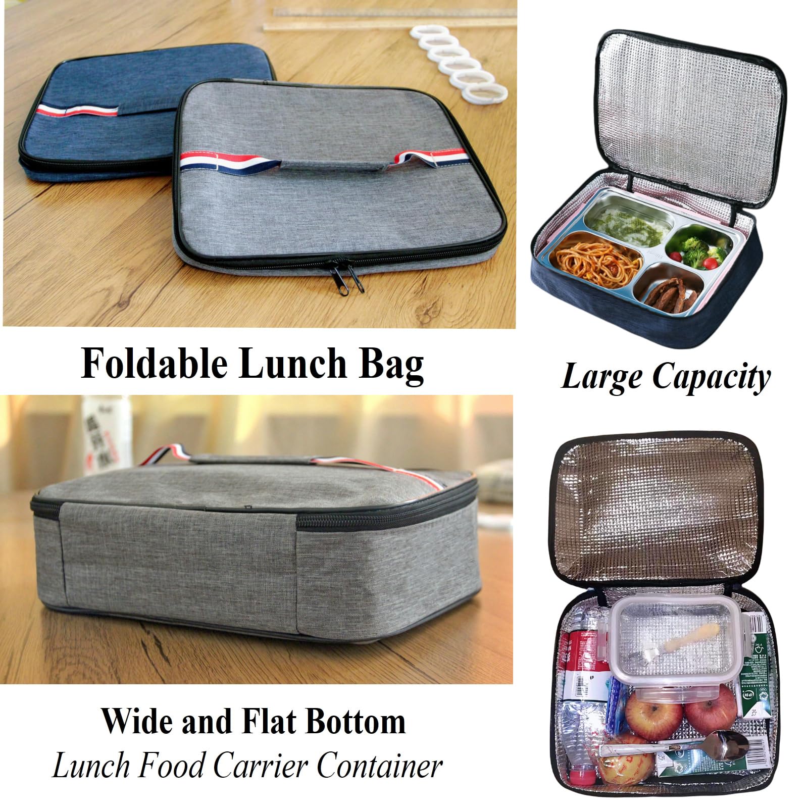 H.lanlx 2-Pack Large Flat Insulated Lunch Tote Cooler - 7L ...