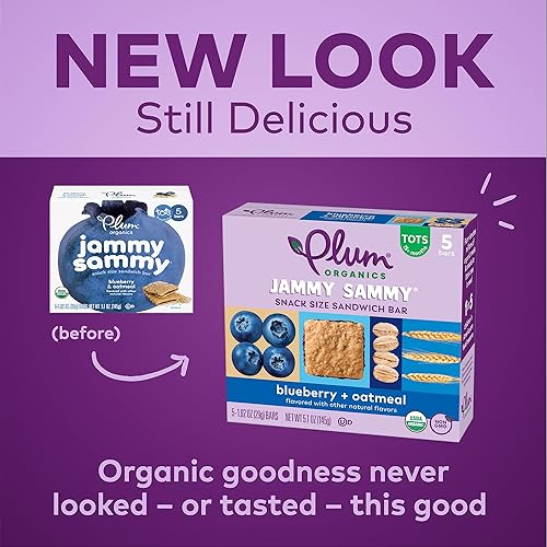 Miniatura 29 de Plum Organics Jammy Sammy Snack Bars – Manzana, col rizada y avena – Barras de 1.02 onzas (paquete de 30) – Barras orgánicas para niños pequeños