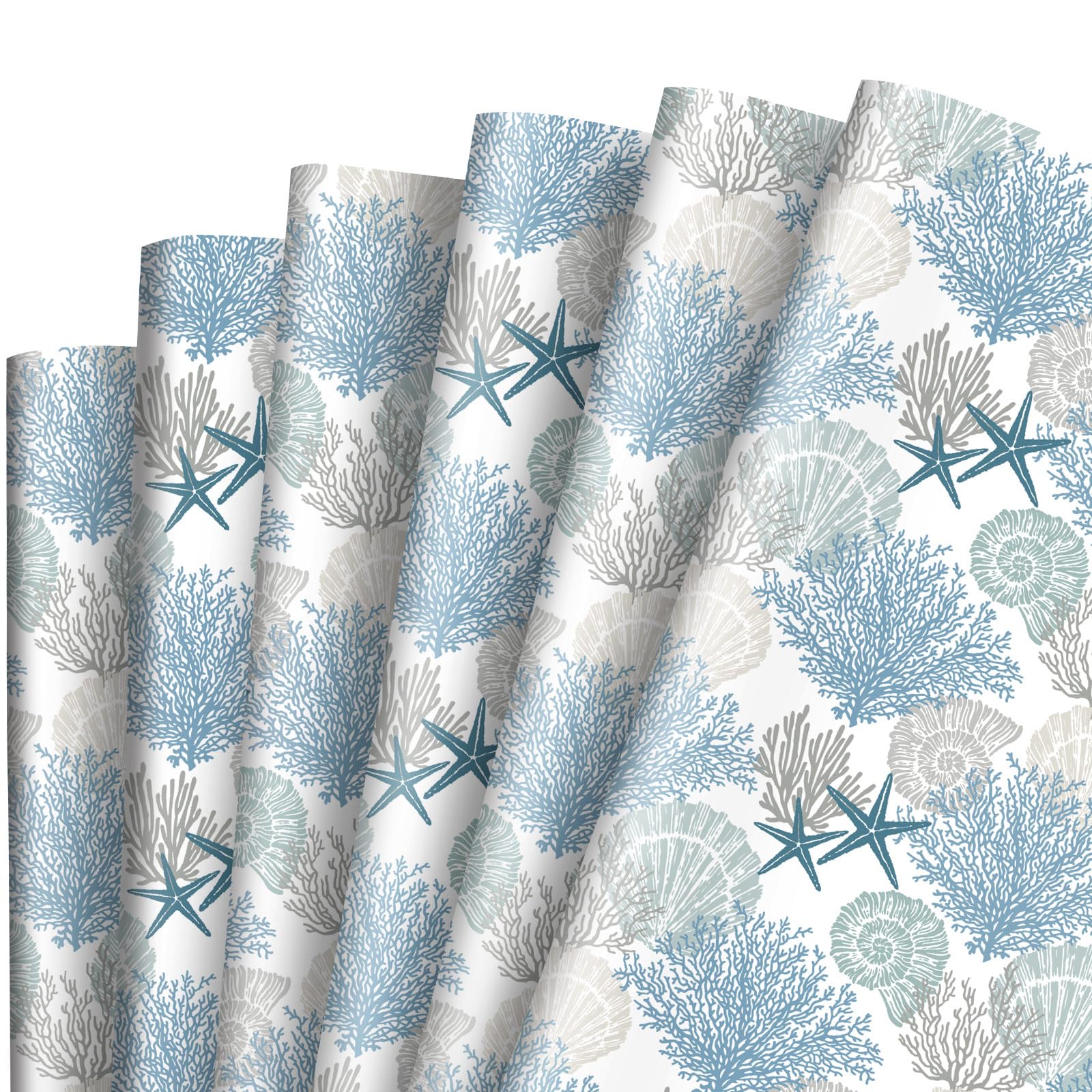 AnyDesign Coral Seashell Wrapping Paper Ocean Beach Theme Gift Wrap Paper Bulk Decorative Art Paper for Wedding Birthday Party Baby Shower DIY Gift Wrapping, 19.7 x 27.6 Inch, 6 Sheet