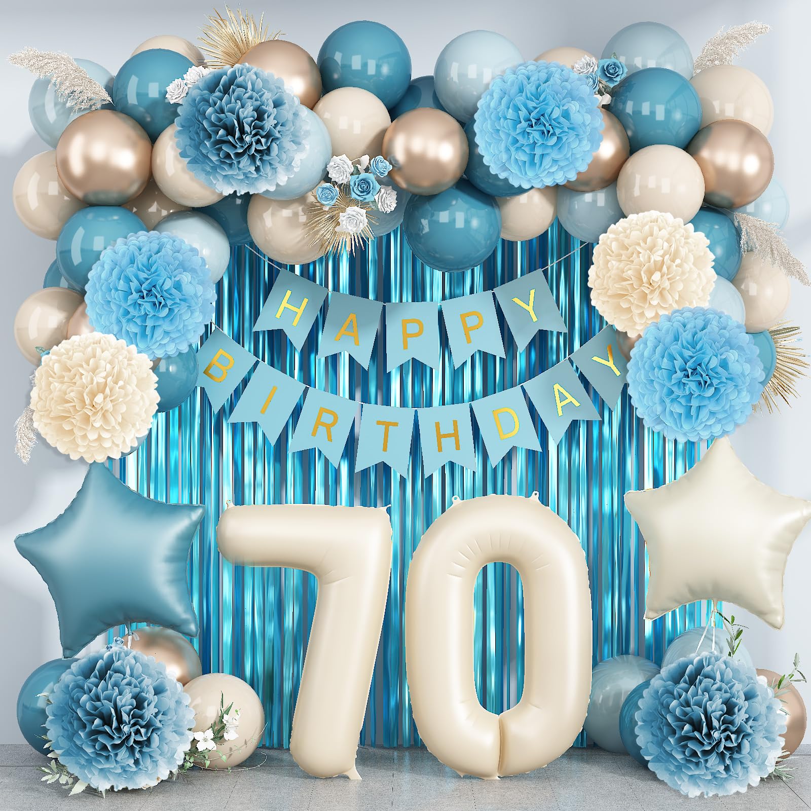 KAINSY Dusty Blue 70th Birthday Party Decorations