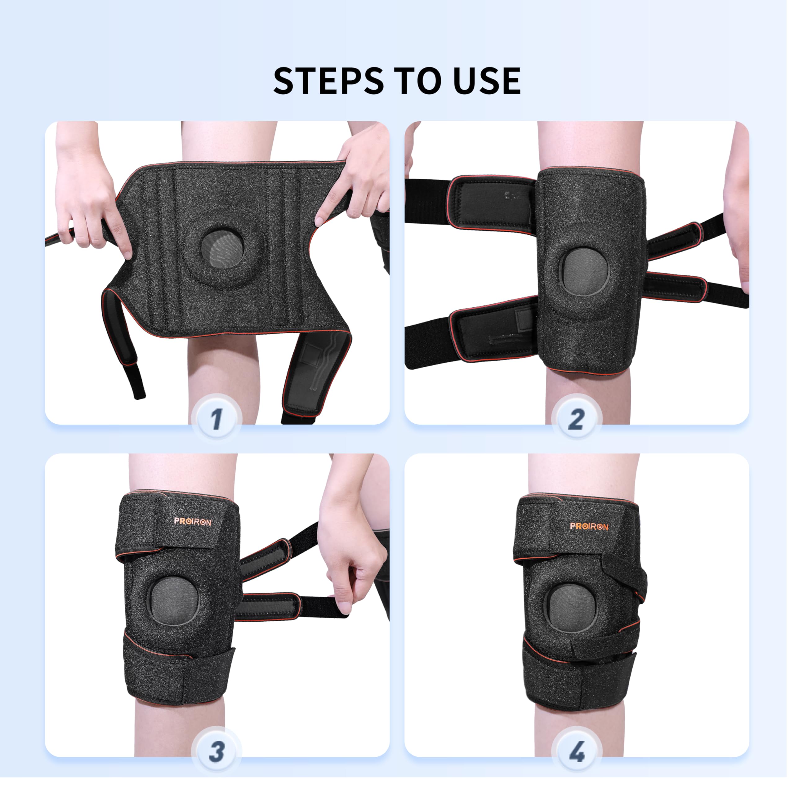 PROIRON Rodilleras Menisco y Ligamento, Rodilleras con Estabilizadores Laterales y Almohadillas de Gel de Rótula, para Artritis, Correr, Deporte, Crossfit, Rehabilitación