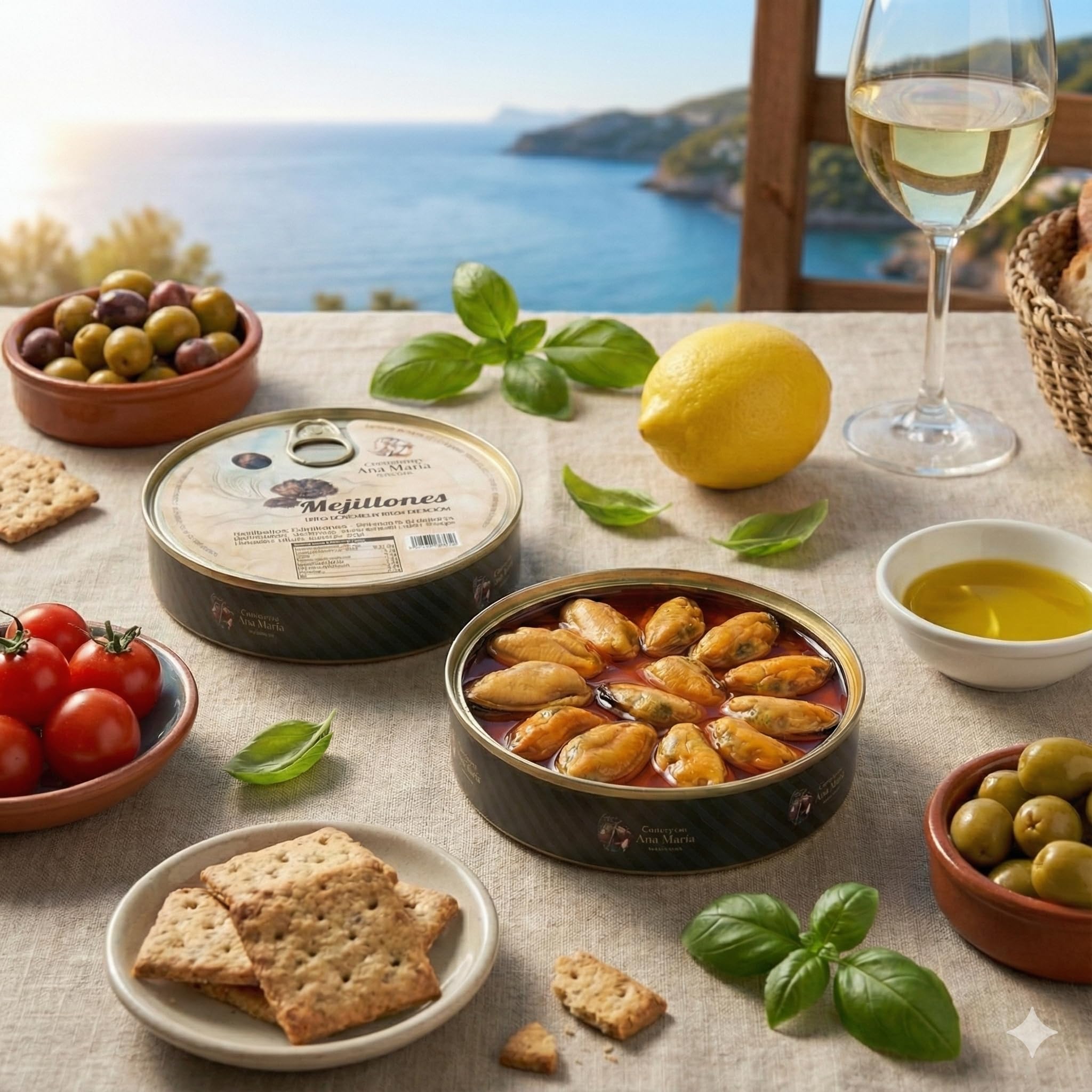 Conservas Ana Maria Moules en Escabèche à l'Huile d'Olive, 18/22 Grosses Pièces, Élaboration Traditionnelle de Santoña Espagne, 260g