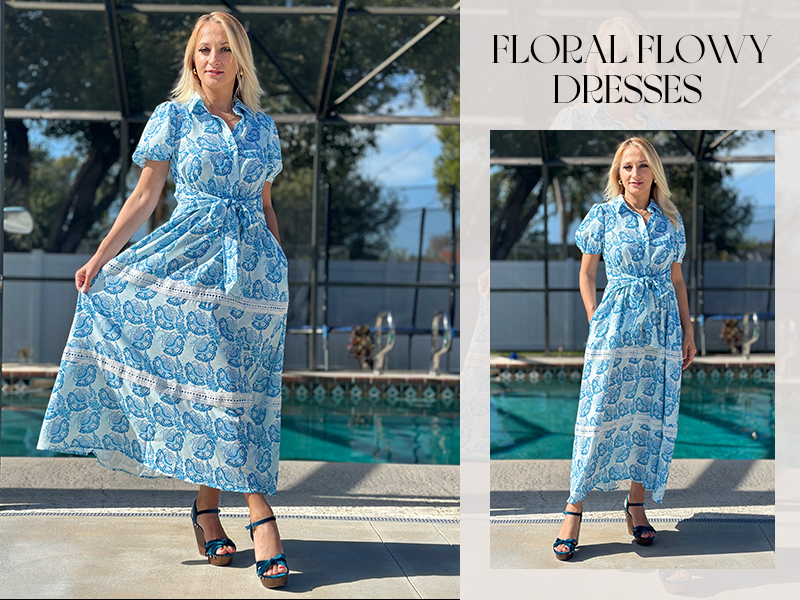 GRACE KARIN Women's 2026 Summer Floral Flowy Dresses Boho Tie Belt ...